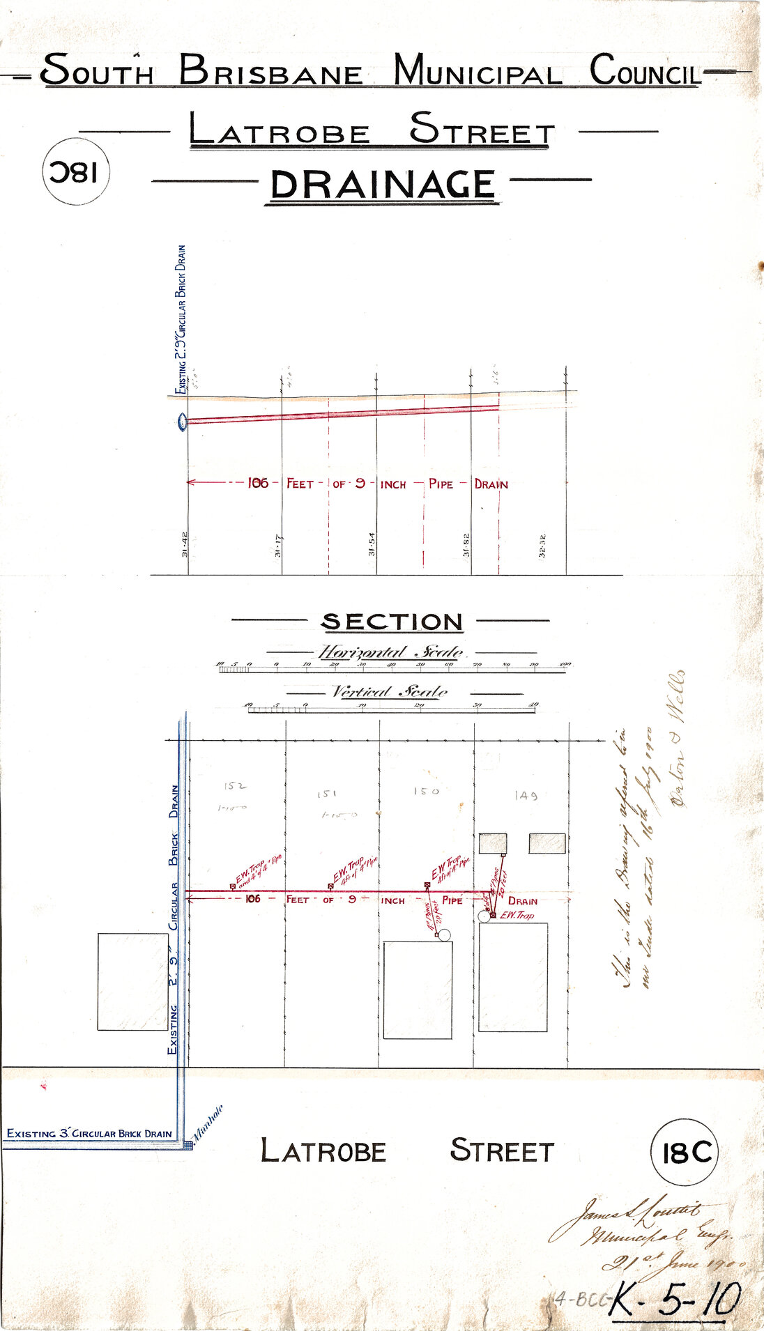 Latrobe Street drainage, East Brisbane - 1900