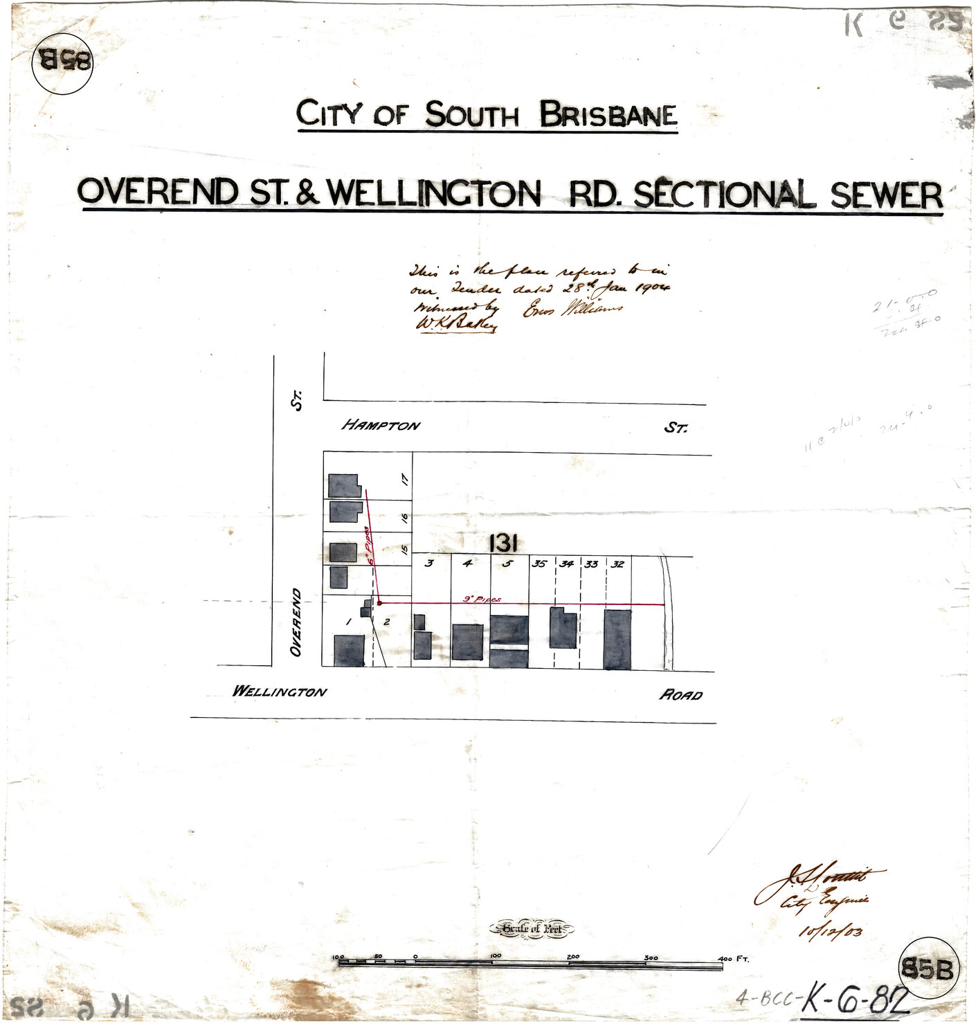Overend Street and Wellington Road sectional sewer, East Brisbane - 1904