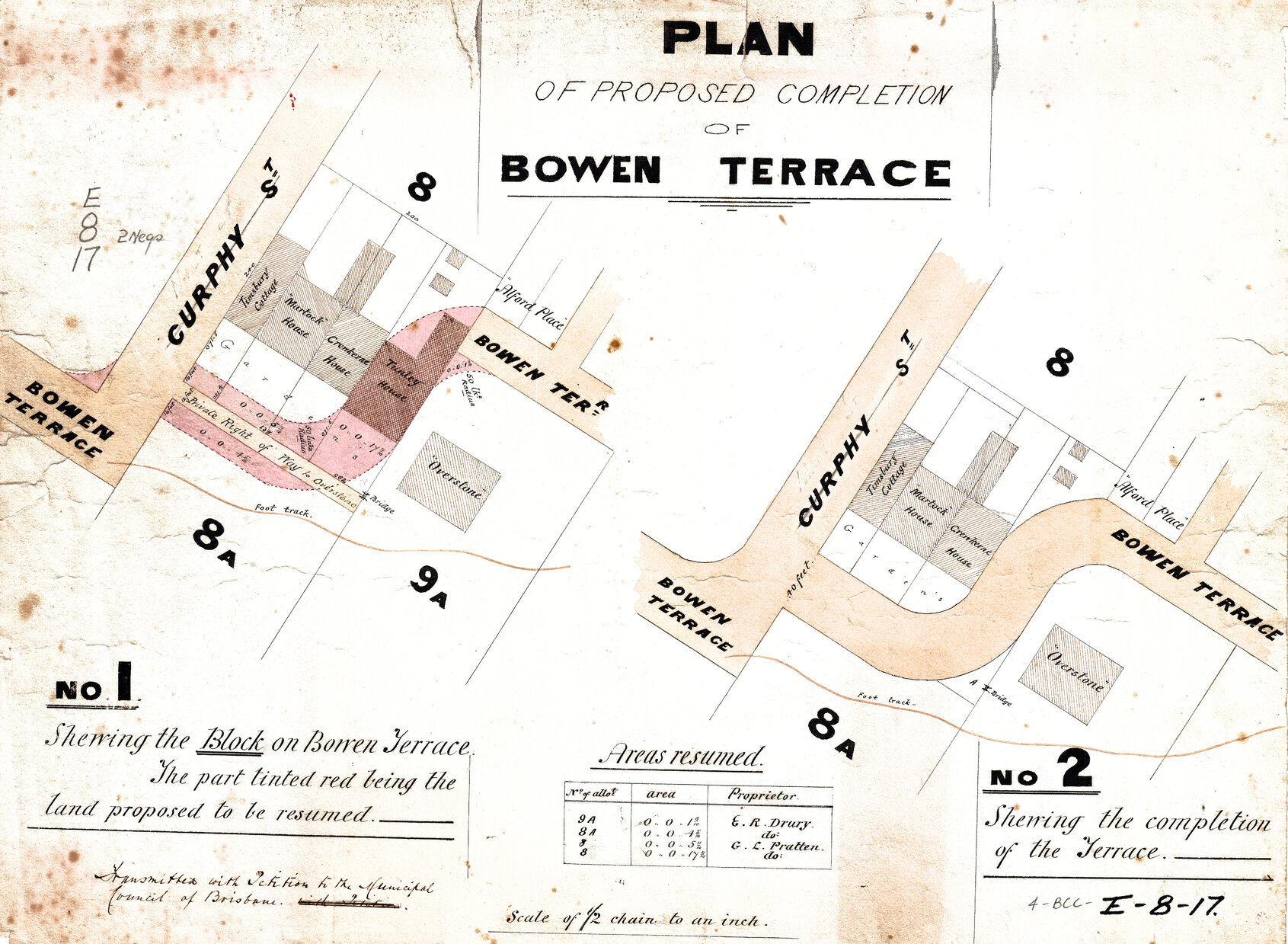 Deviation and resumption for Bowen Terrace, Fortitude Valley - 1880