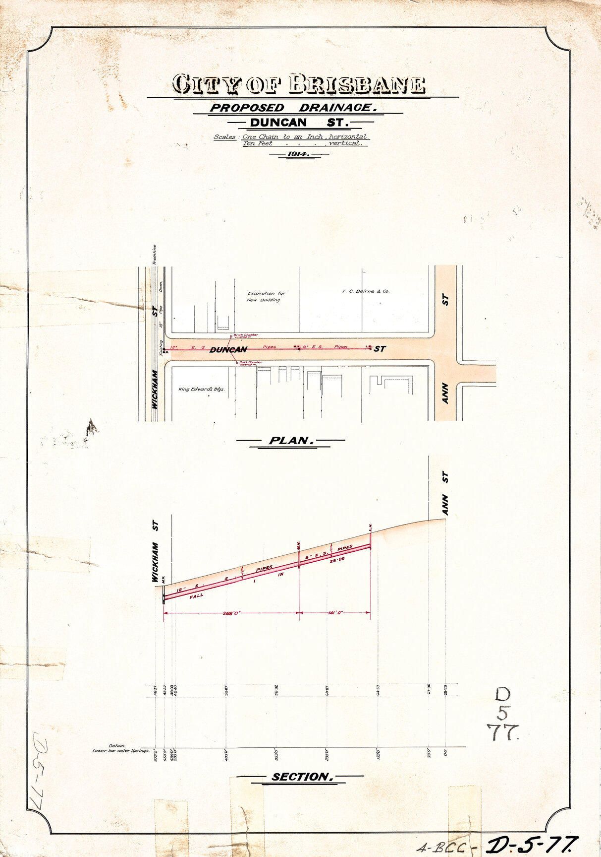 Proposed drainage, Duncan Street, Fortitude Valley - 1914