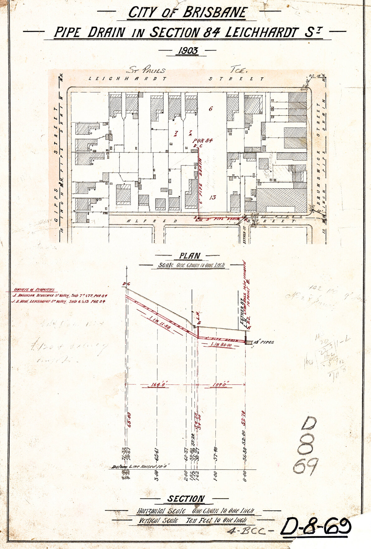 Drainage for block between Gipps, Alfred, Brunswick Street and St Paul's Terrace, Fortitude Valley - 1903
