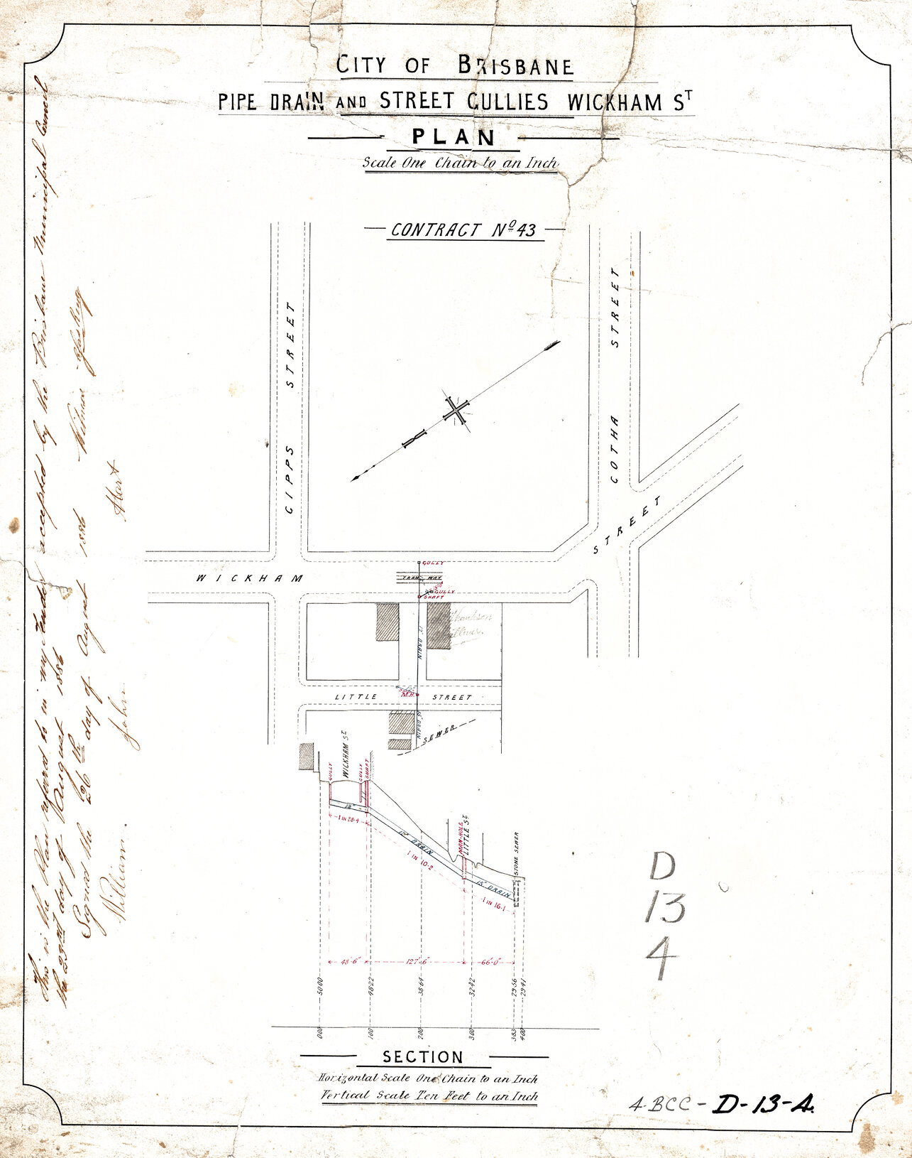 Pipe drain and street gullies, Fortitude Valley - 1886
