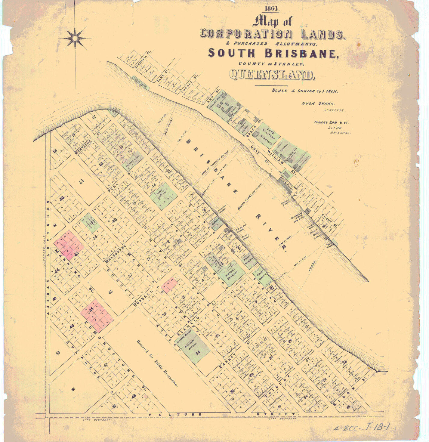 Hams Map of South Brisbane 1864
