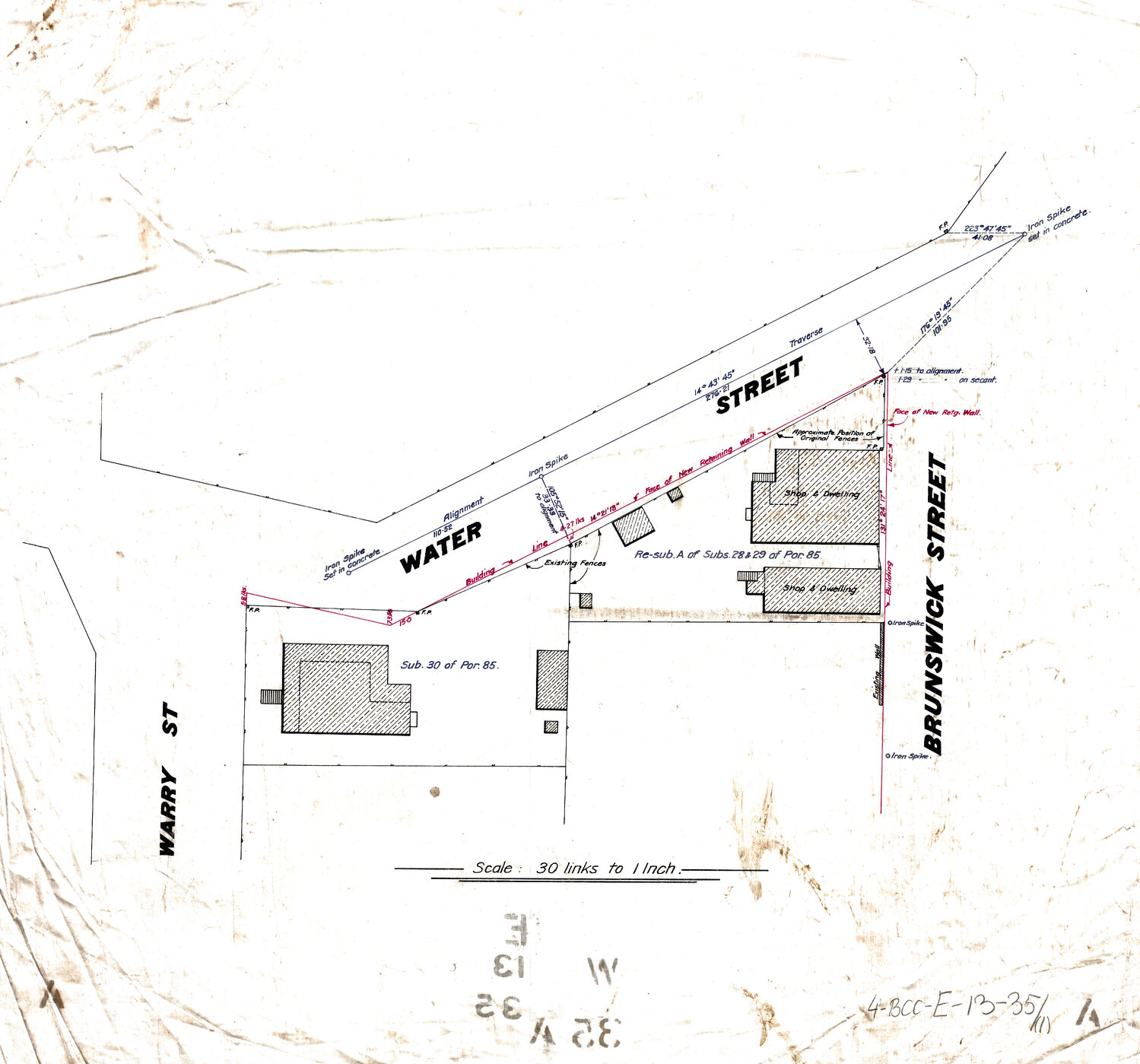 Plan of corner of Warry, Water and Brunswick Street, Fortitude Valley - 1922, 1924