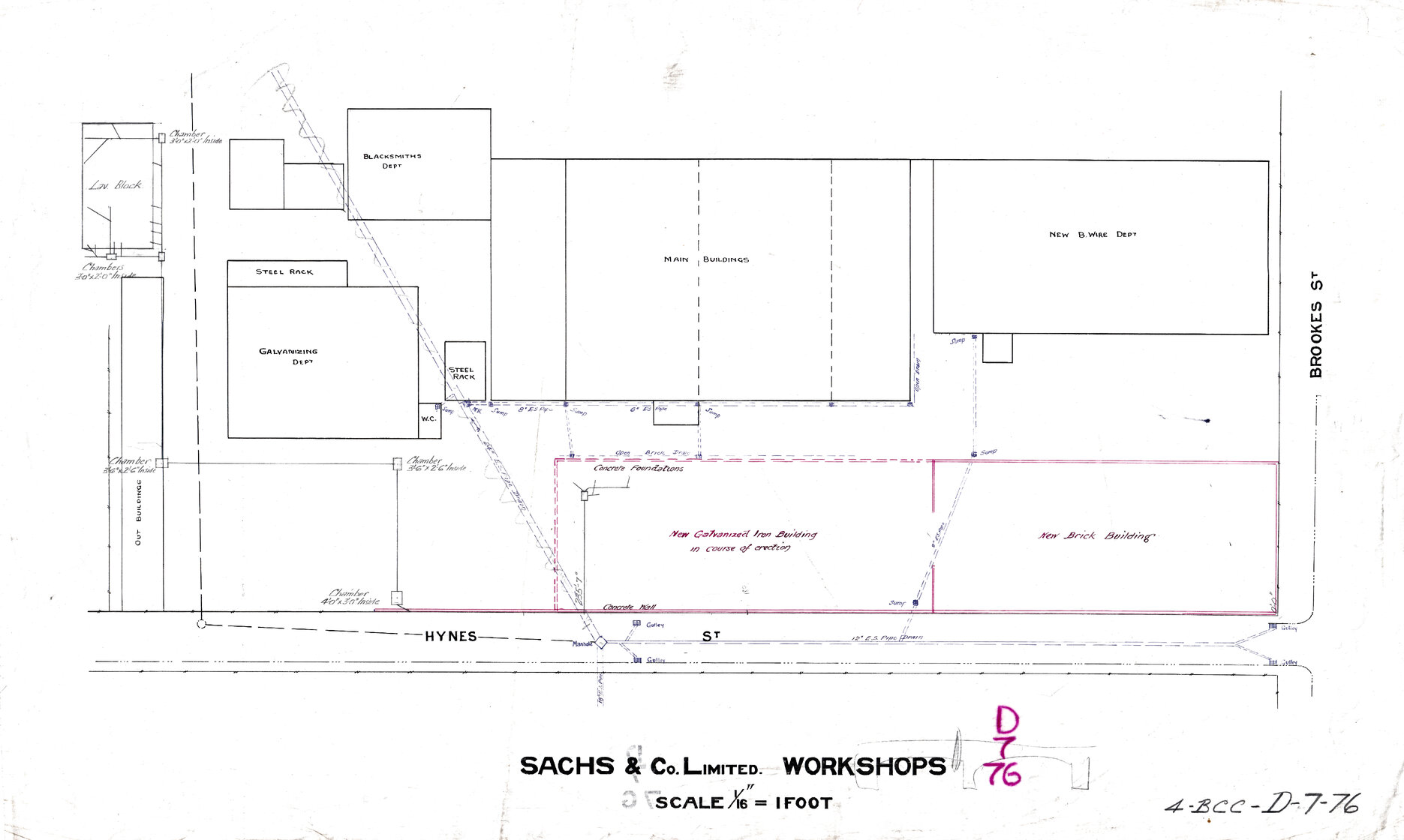 Plan of Sachs and Co. Workshops Street, Fortitude Valley