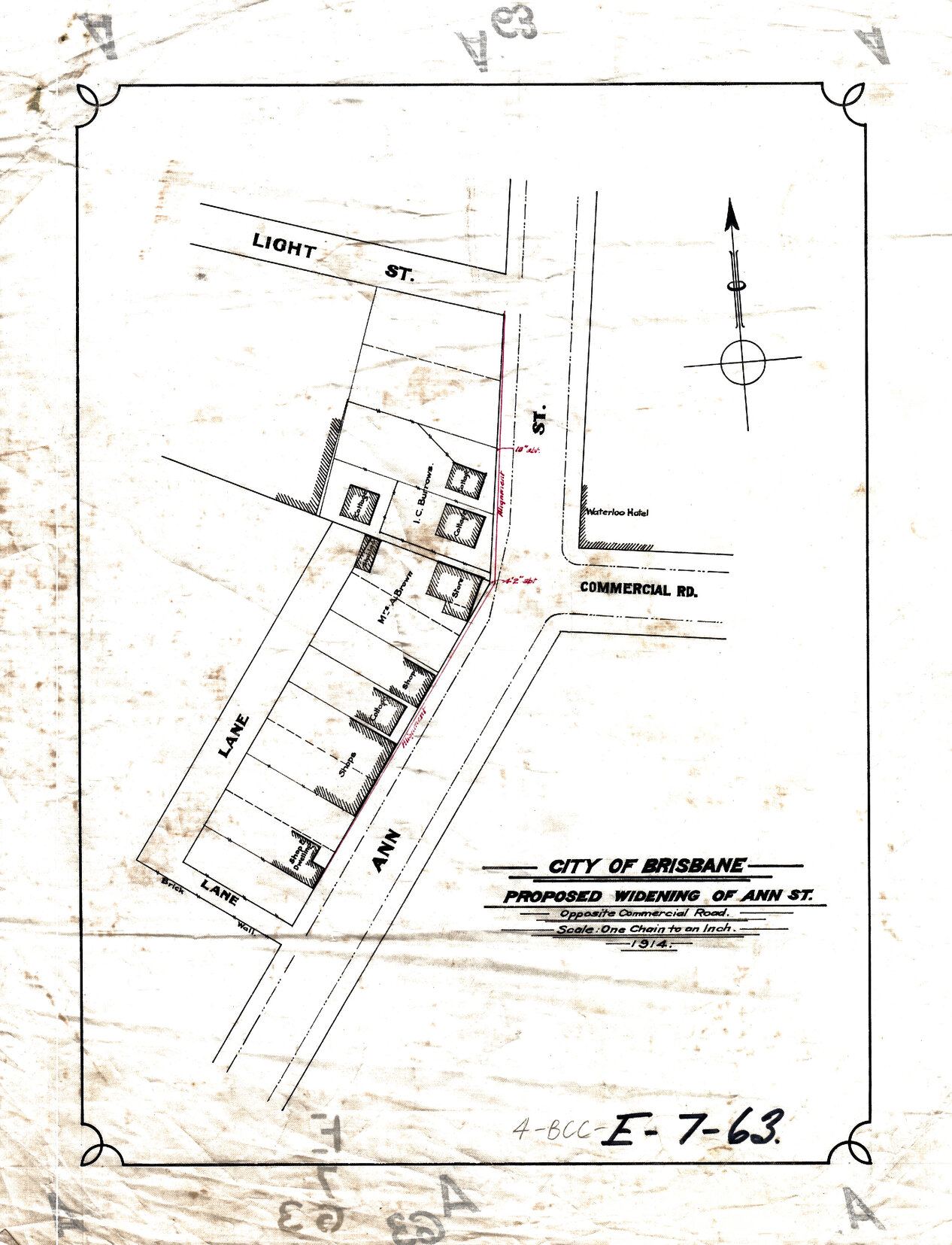 Proposed widening of Ann Street near Commercial Road, Fortitude Valley - 1914