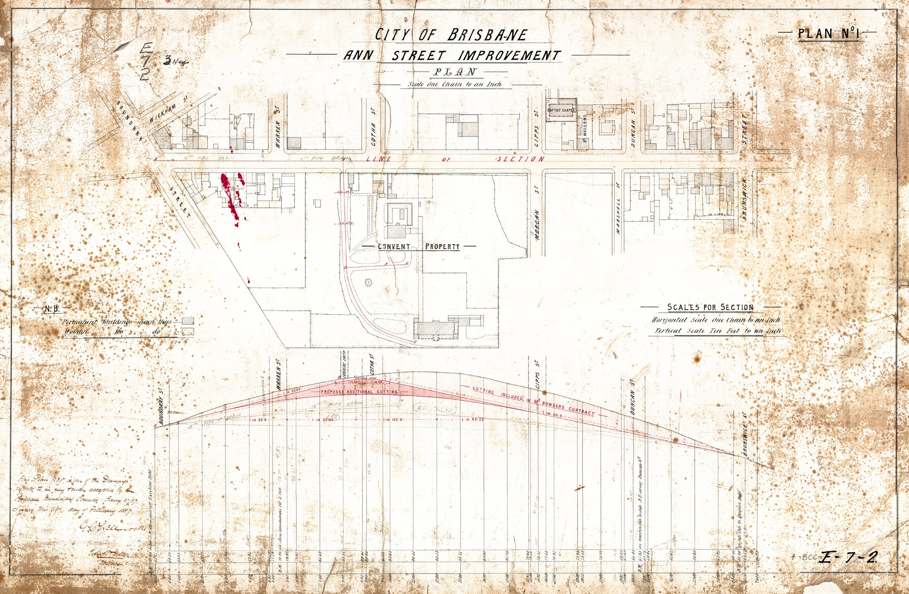 Ann Street improvements showing All Hallows grounds, Fortitude Valley - 1887