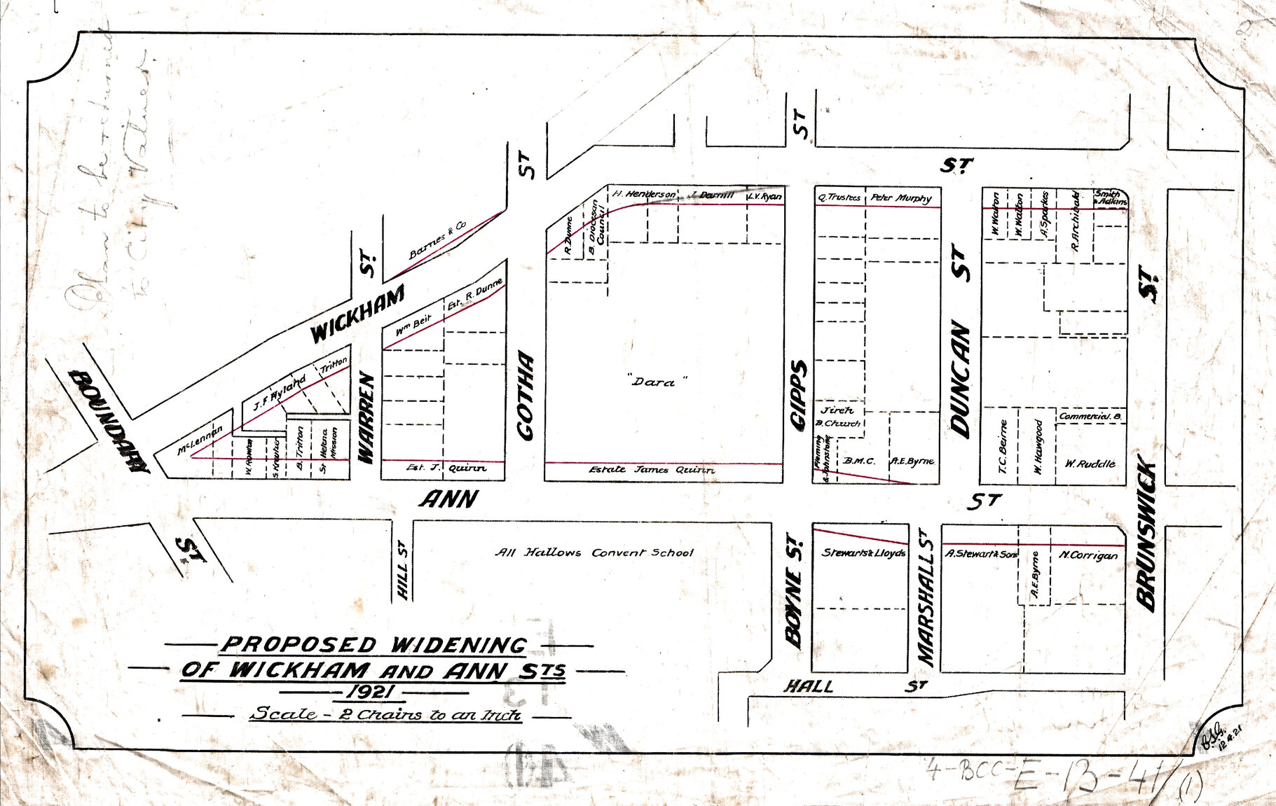 Proposed widening of Wickham and Ann Street to Brunswick Street, Fortitude Valley - 1921