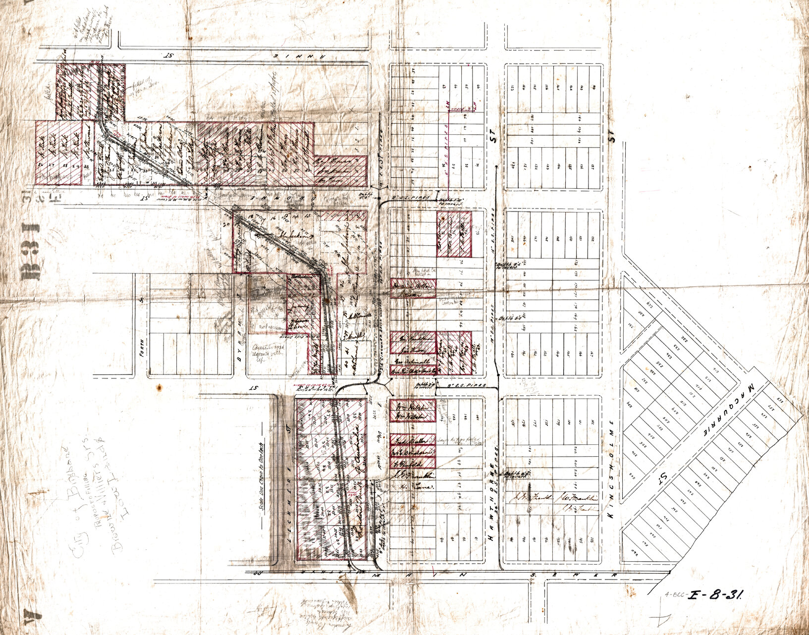 Plan showing drainage and filling requirements in Browne and Villiers Streets, New Farm - 1897