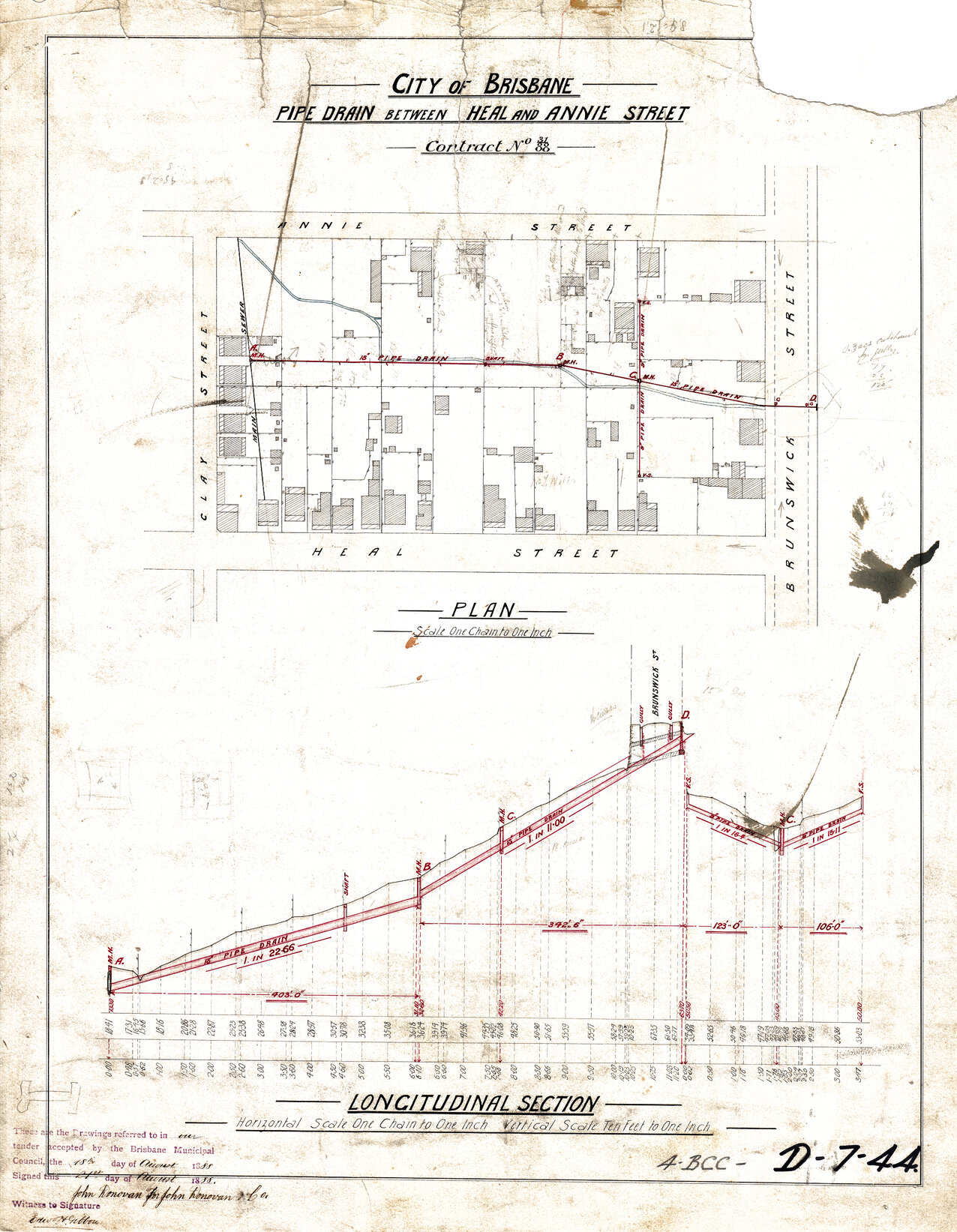 Pipe drain between Heal and Annie Street, New Farm - 1888