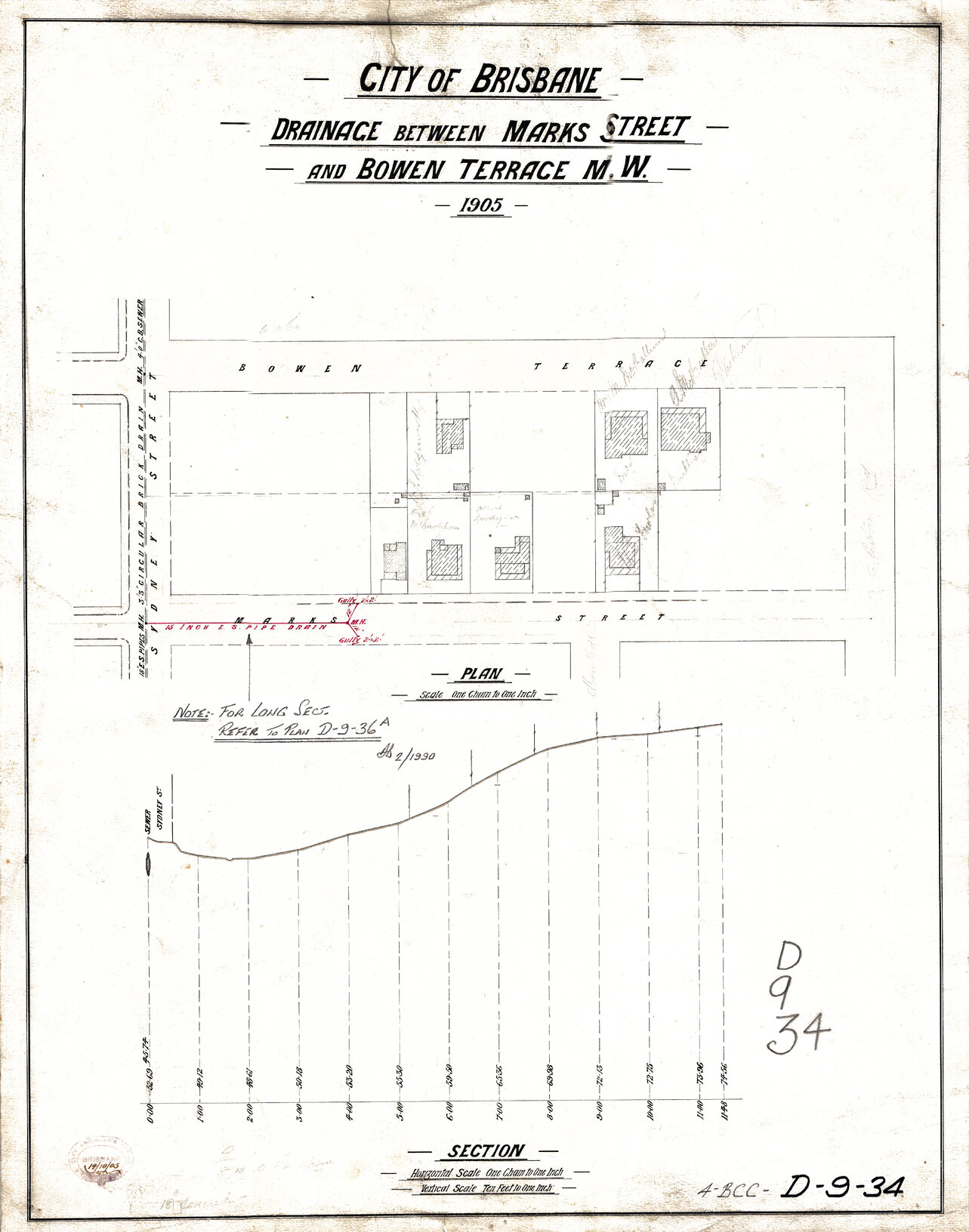Drainage between Mark Street and Lower Bowen Terrace, New Farm - 1905