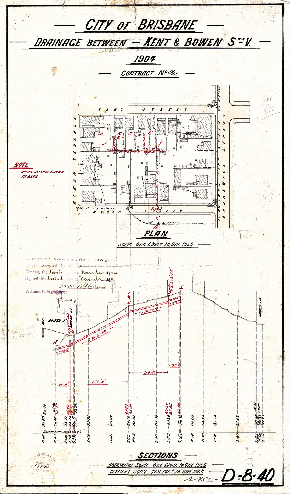 Drainage between Kent Street and Bowen Terrace, New Farm - 1904, 1919