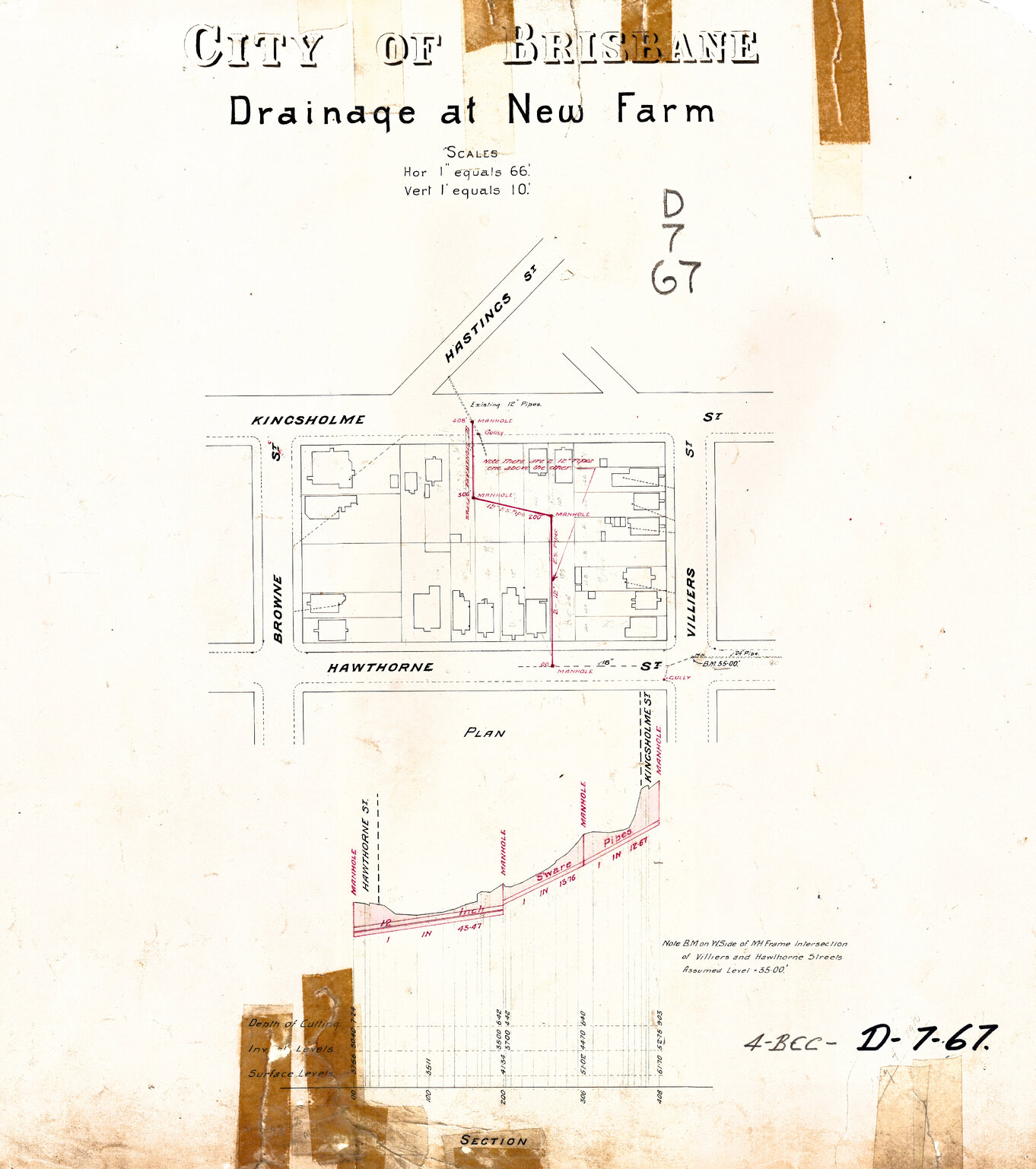 Drainage in New Farm - block bounded by Kingsholme, Browne, Hawthorne and Villiers Street - 1910