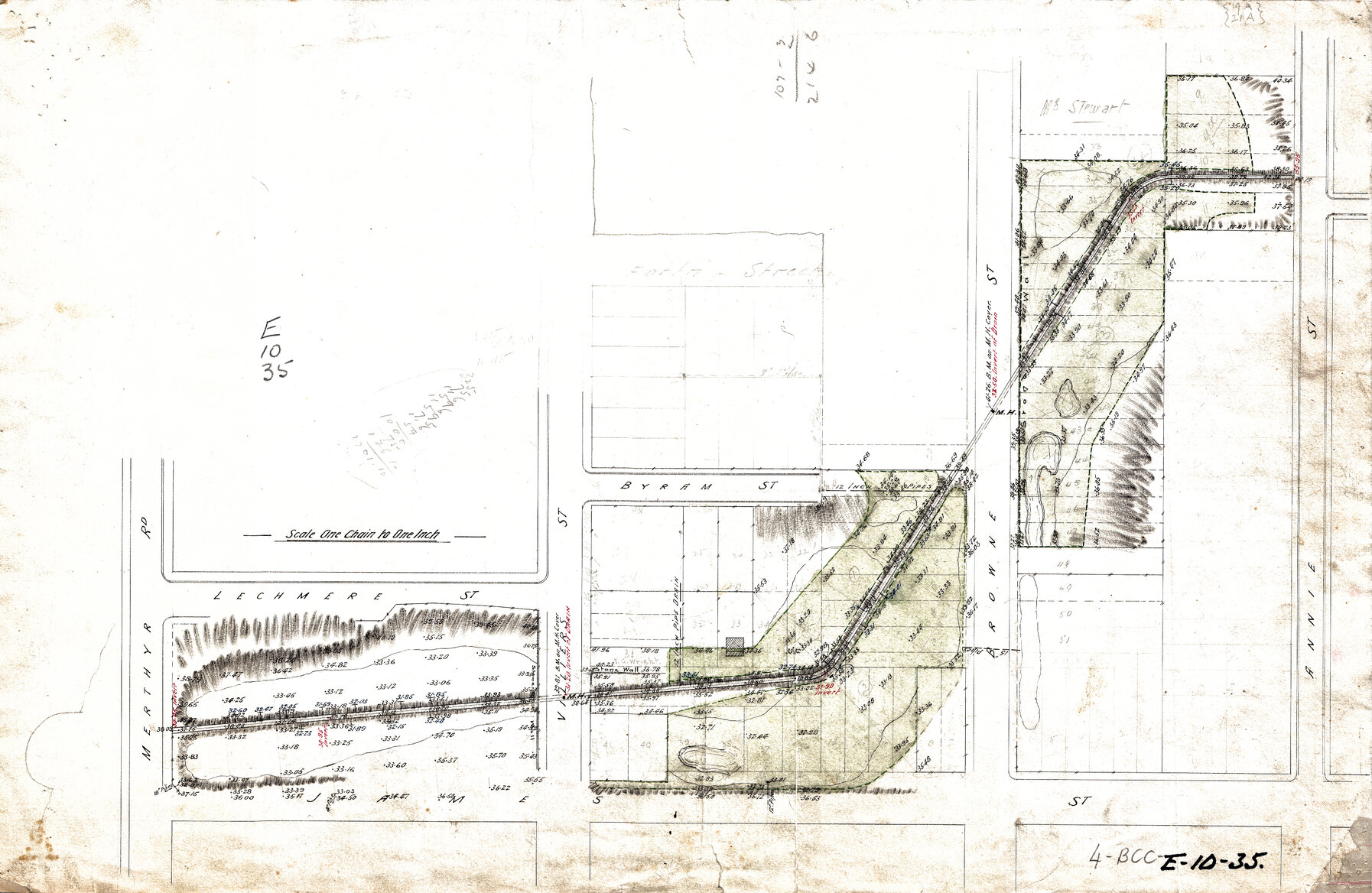 Topographic map of section of New Farm from Merthyr Road and Annie Street - 1894