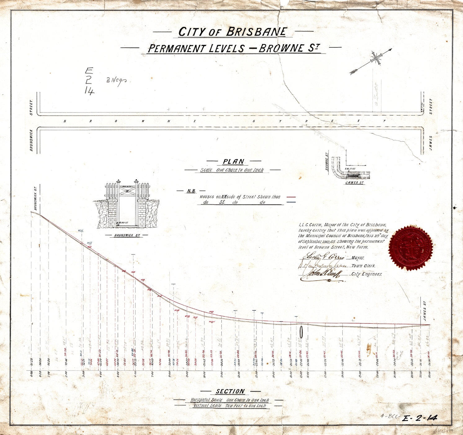 Permanent levels, Browne Street, New Farm - 1919