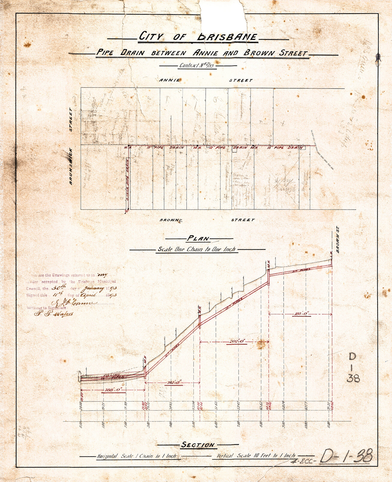 Pipe drain between Browne and Annie Street, New Farm - 1893