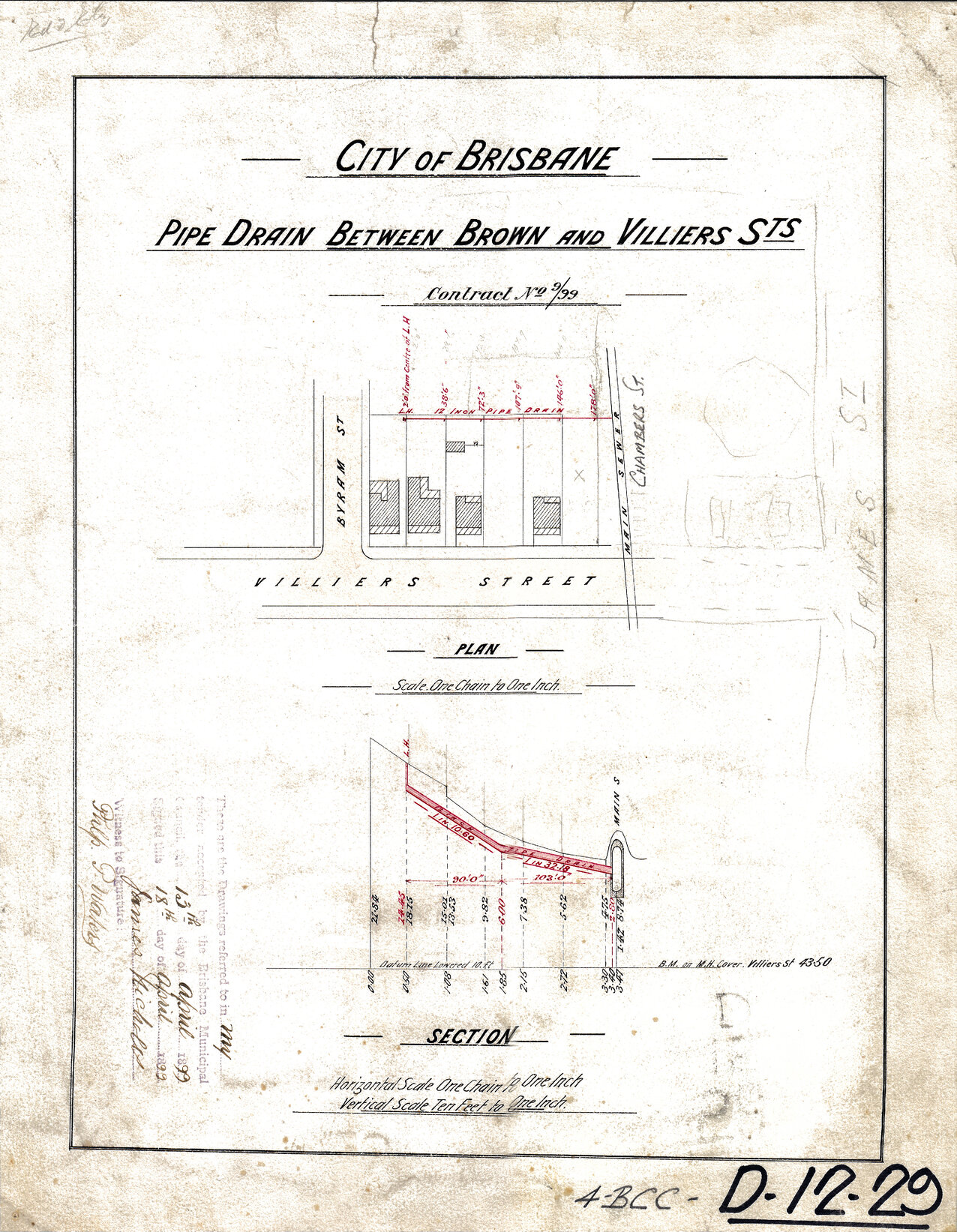 Pipe drain between Browne and Villiers Street, New Farm - 1899