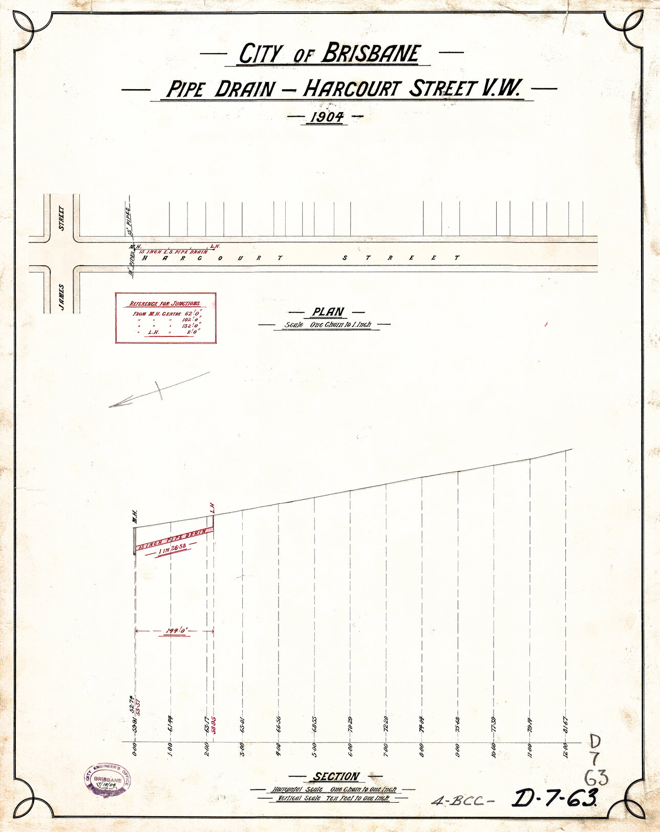 Pipe drain for Harcourt Street, New Farm - 1904