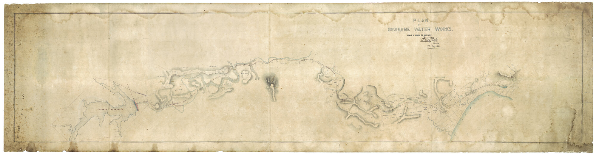 Water Supply route from Enoggera Reservoir to Spring Hill Reservoir 1863
