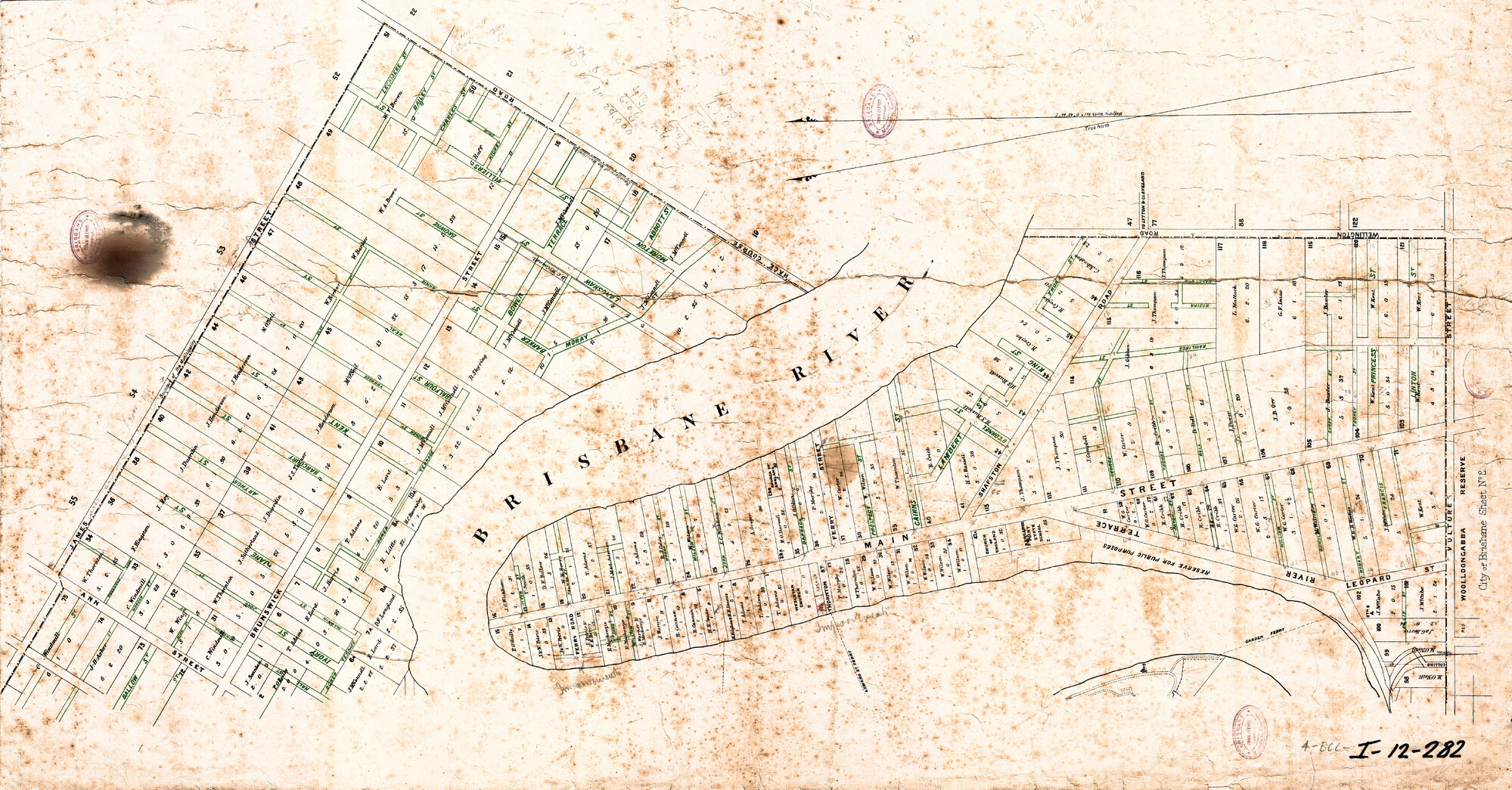 Street plan of New Farm, Fortitude Valley and Kangaroo Point - c.1900