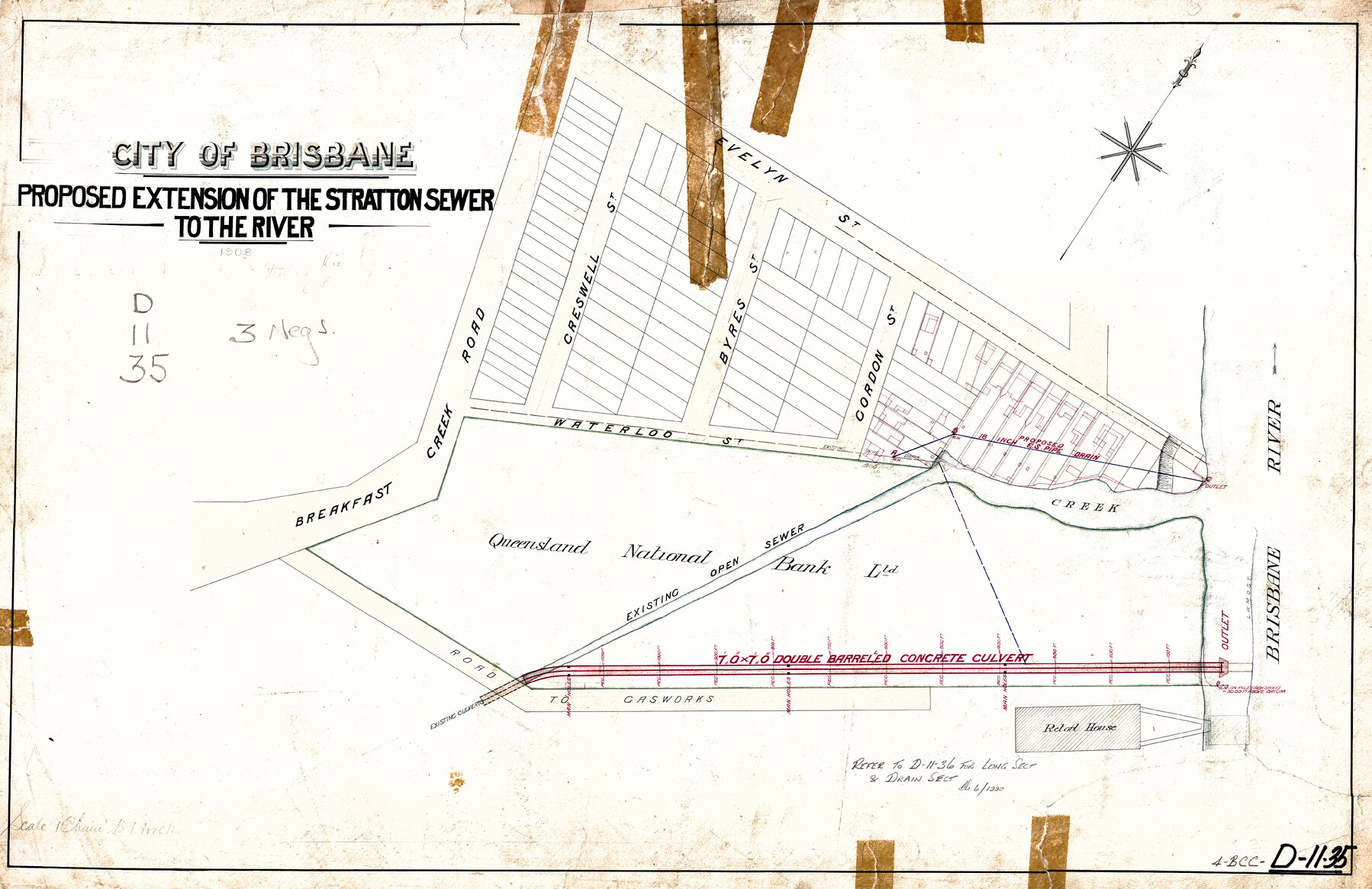 Proposed extension of Stratton sewer to the  river, Newstead