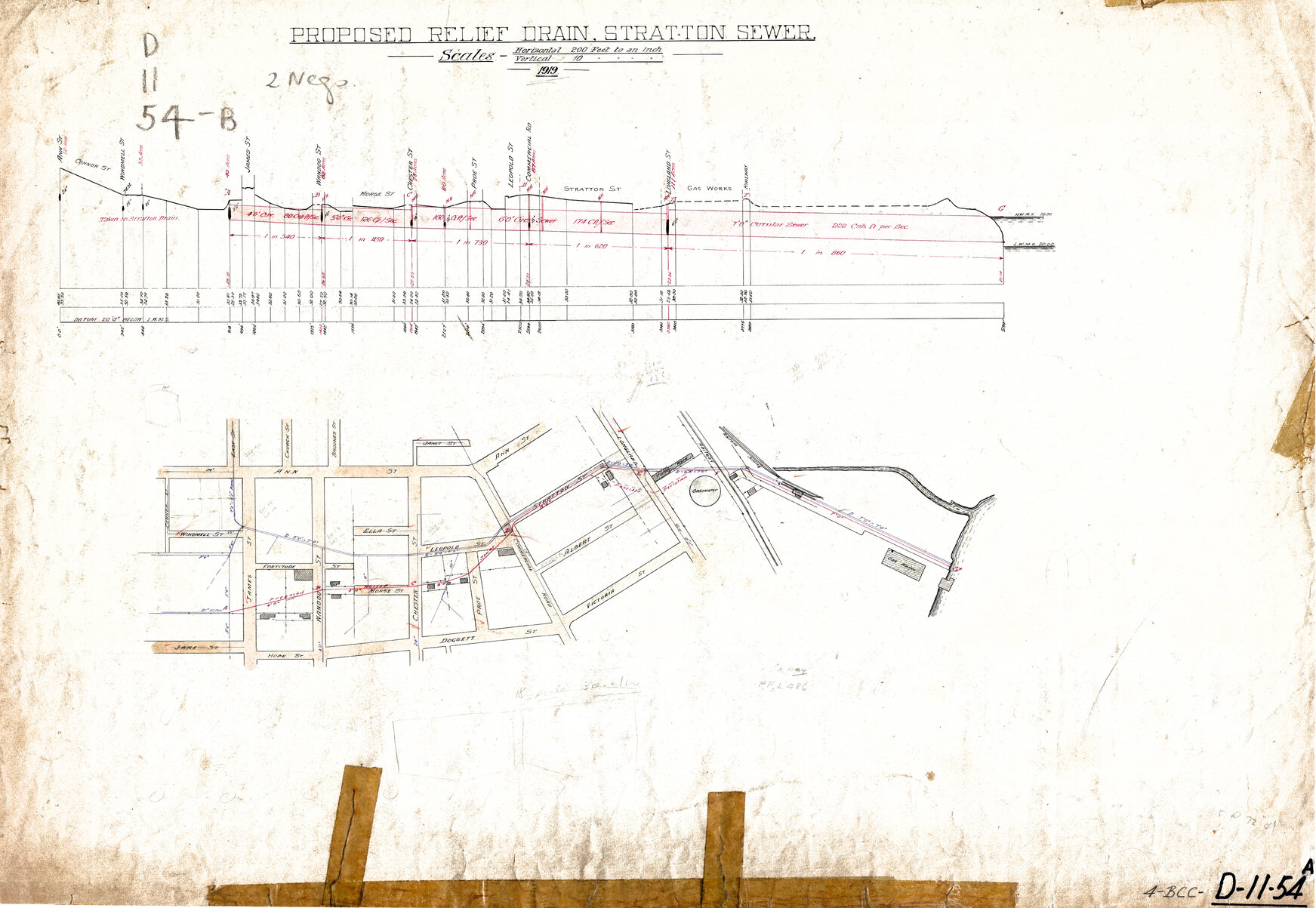 Proposed relief drain, Stratton sewer, Newstead and Fortitude Valley - 1919
