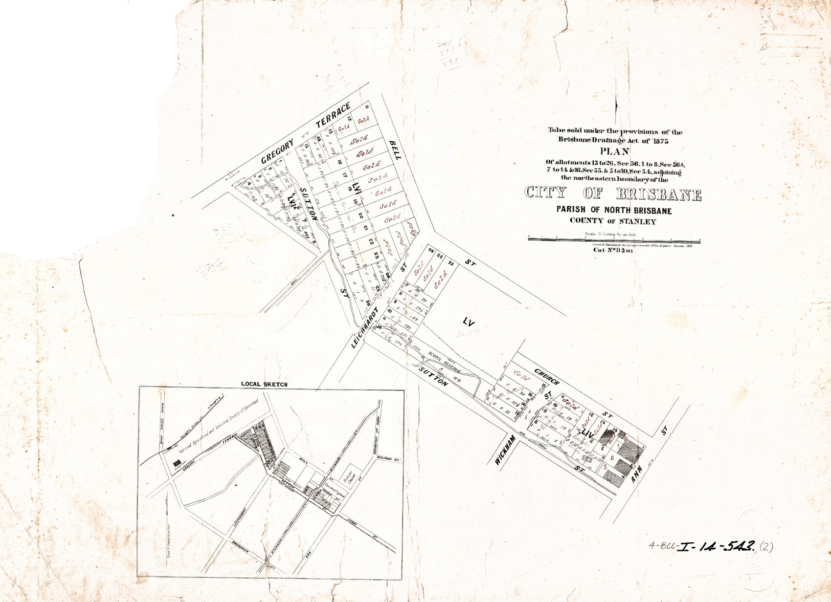 Drainage for Gregory Terrace, St Paul's Terrace, Brookes, Wickham, Ann, Sutton Street, Fortitude Valley and Bowen Hills - 1885