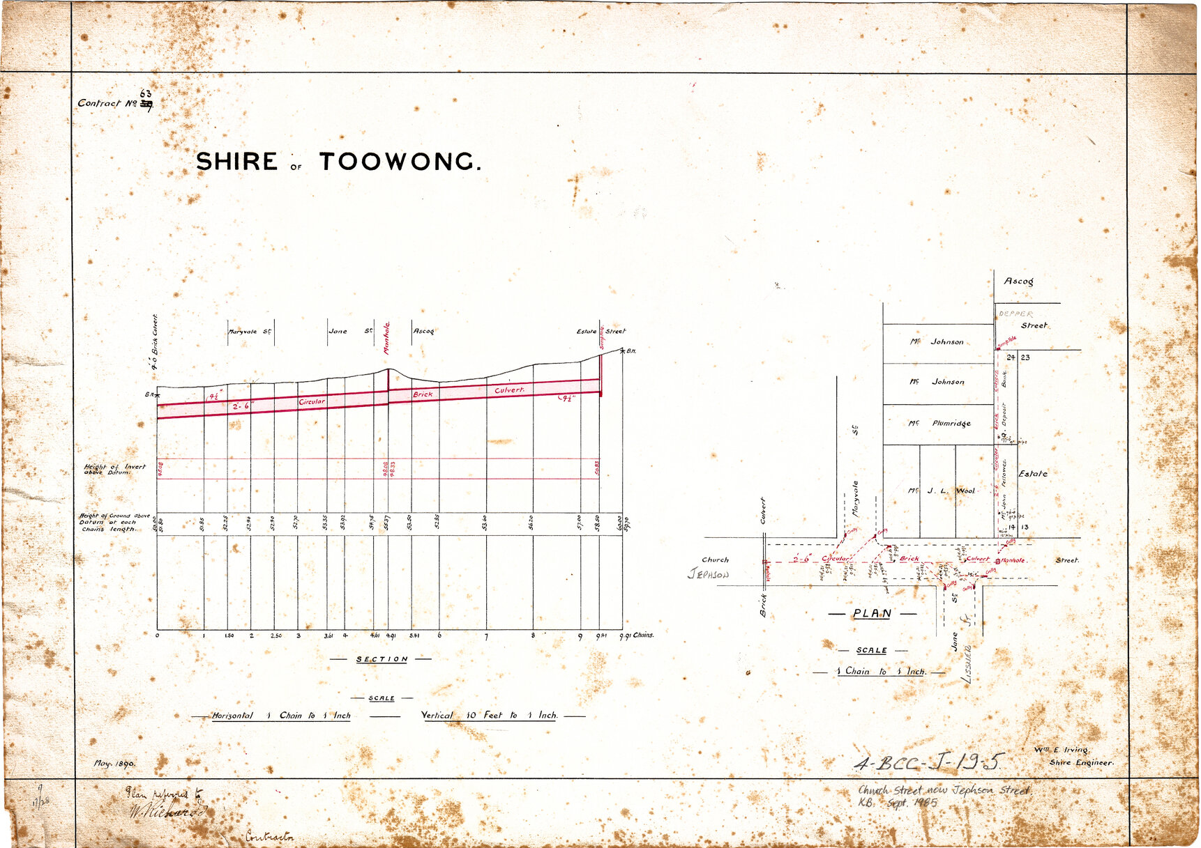 Drainage plan for streets and blocks in between Maryvale Street, Jephson Street, and Ascog Terrace, Toowong - 1890