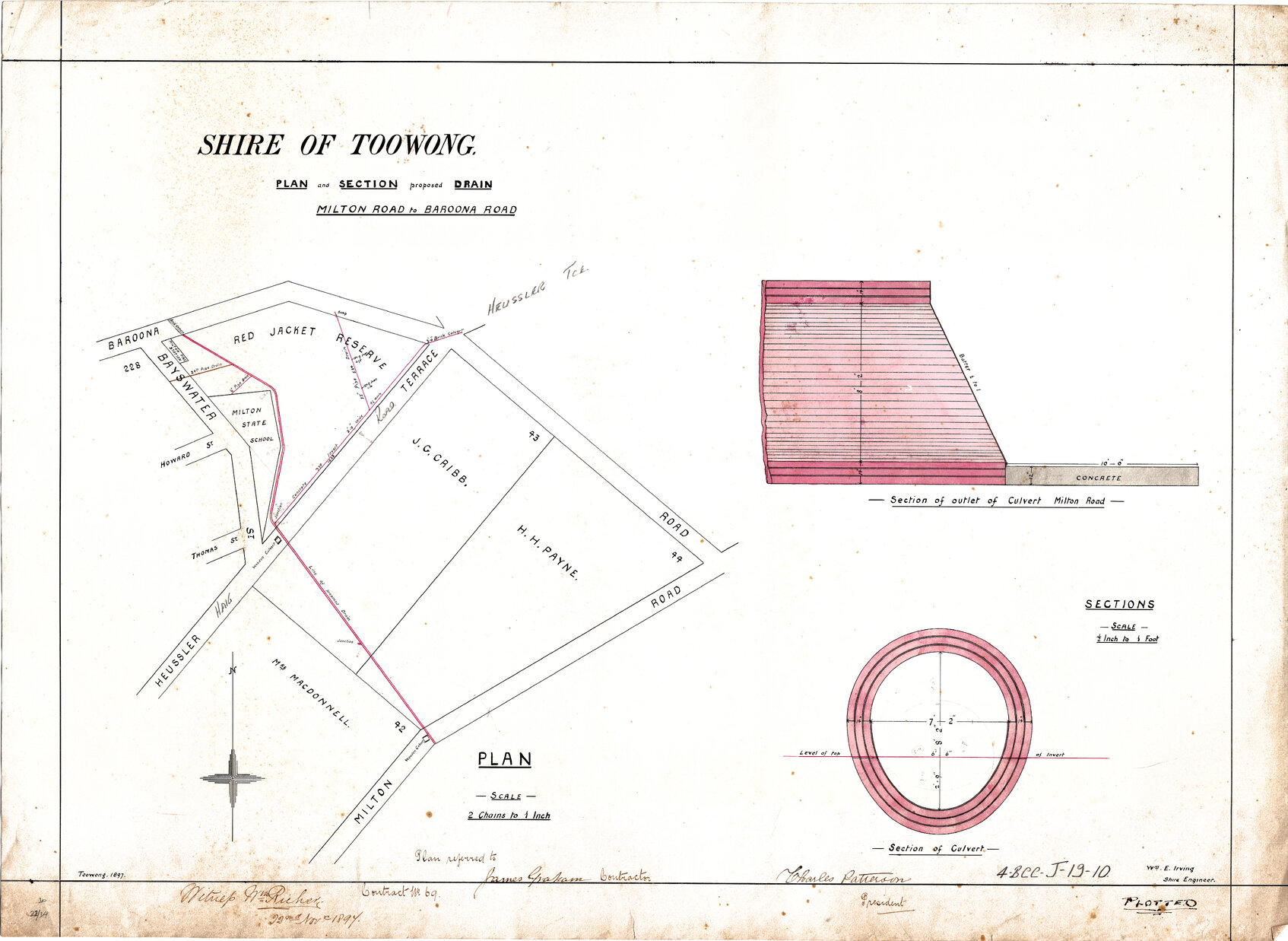 Proposed drainage plan for blocks between Baroona Road, Haig Road, Milton Road, and Bayswater Street, Milton - 1897