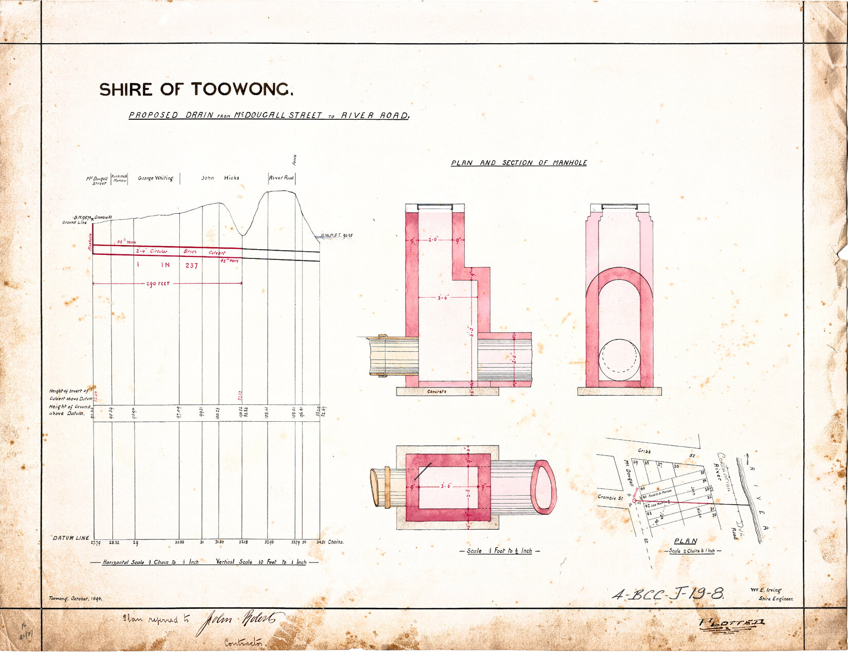 Proposed drain plan for blocks between Coronation Drive, Cribb Street, and McDougall Street, Milton - 1894