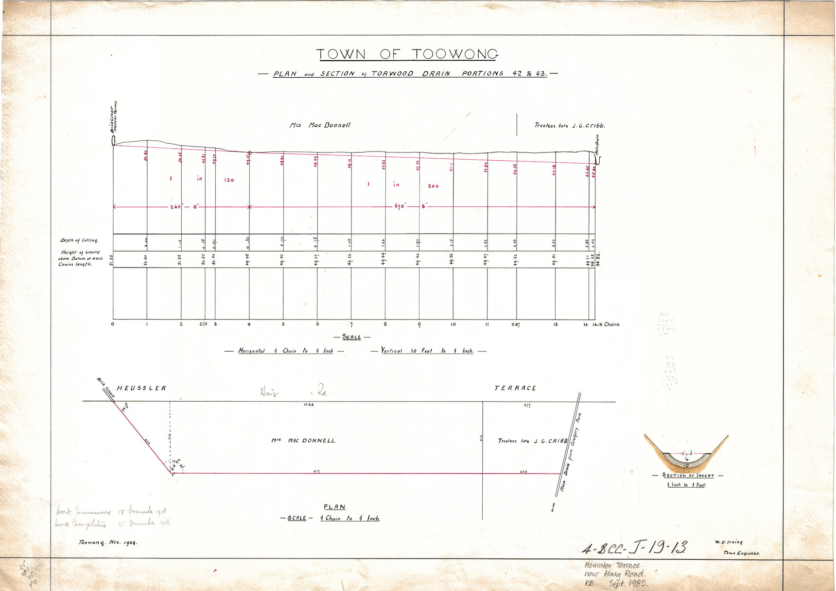 Drainage plan for Haig Road near Gregory Park, Milton - 1908