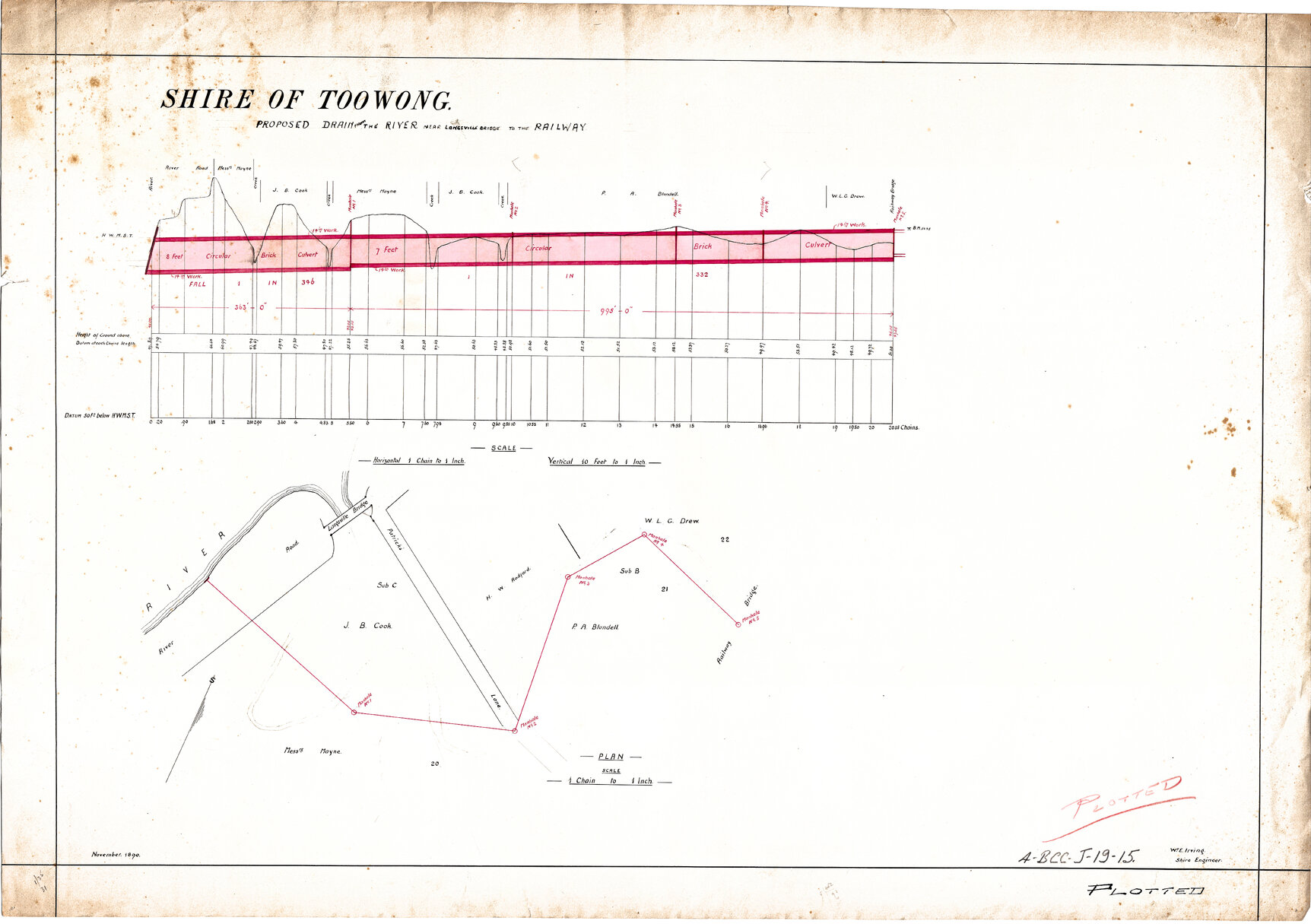 Proposed drainage plan for land near Coronation Drive and Lang Parade, Auchenflower - 1890