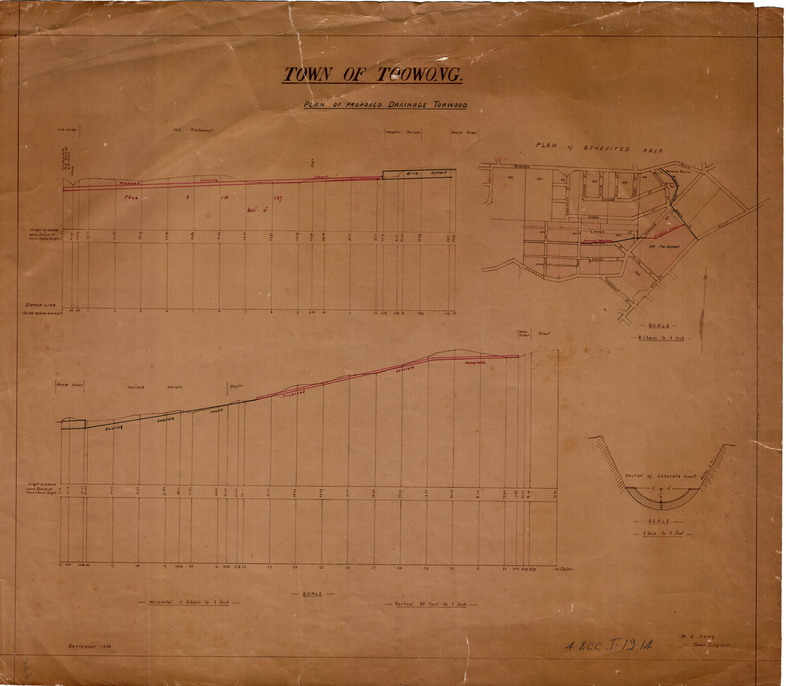 Proposed drainage plan for blocks between Baroona Road, Haig Road, Milton Road, and Baywater Road, Milton - 1908