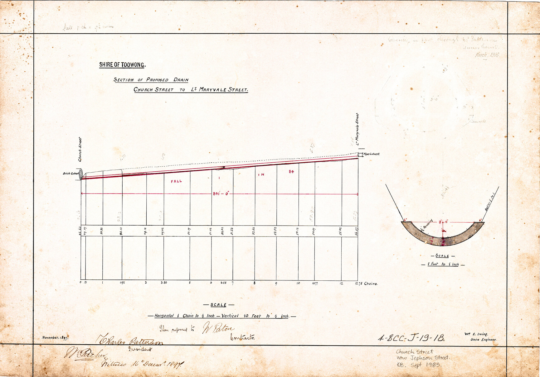 Proposed drainage plan for Jephson Street to Maryvale Street, Toowong - 1897