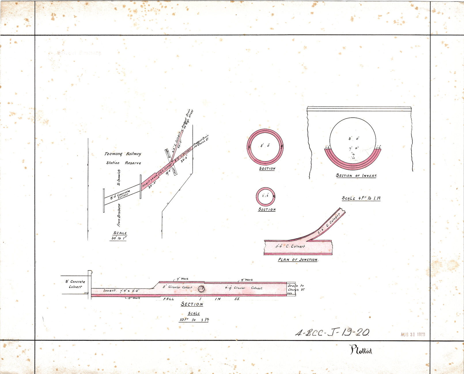 Plans for drainage at Toowong Railway Station, Toowong