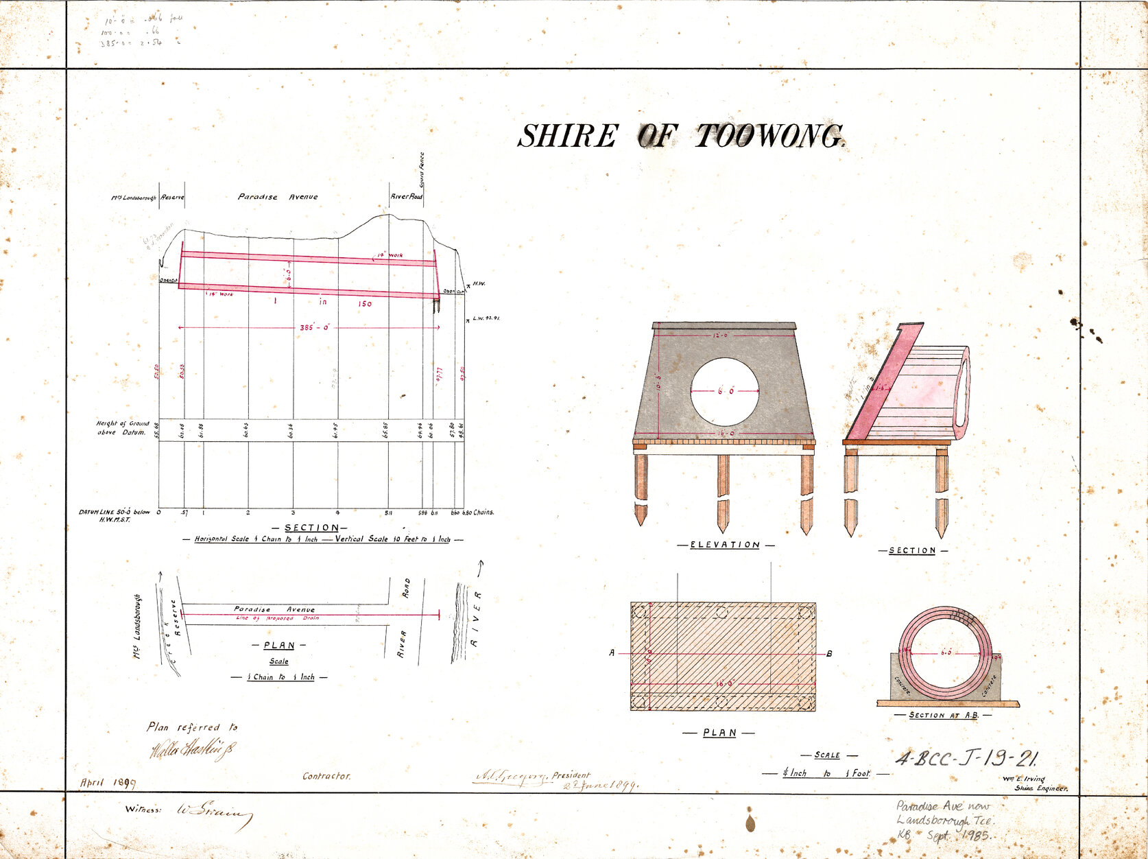 Drainage plans along Landsborough Terrace and Coronation Drive, Toowong - 1899