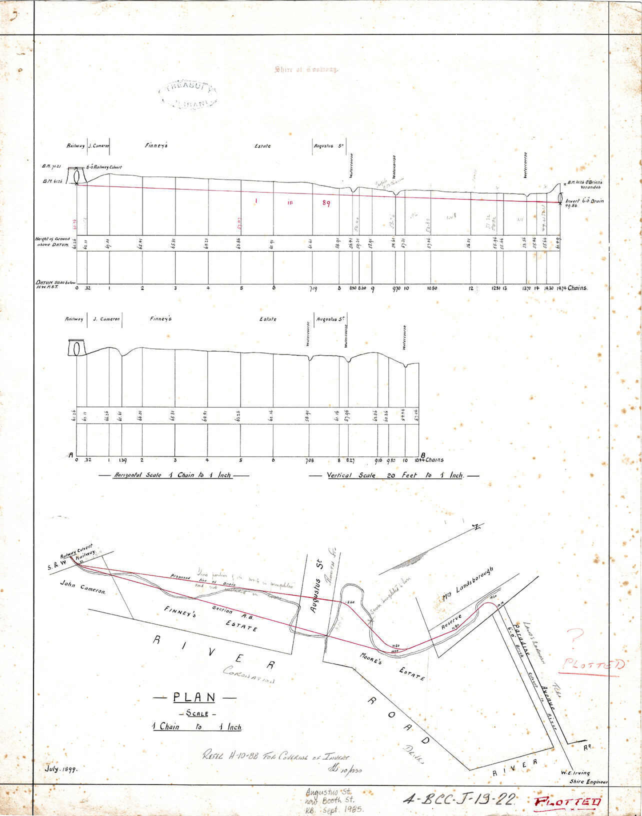 Drainage plans for blocks between Landsborough Terrace and Booth Street, bordered by Coronation Drive, Toowong - 1899. 