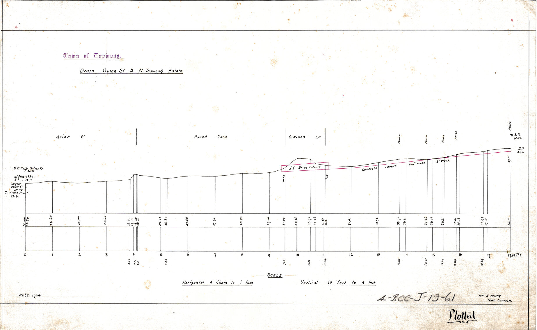 Drainage plan between Quinn Street and Croydon Street, Toowong - 1904