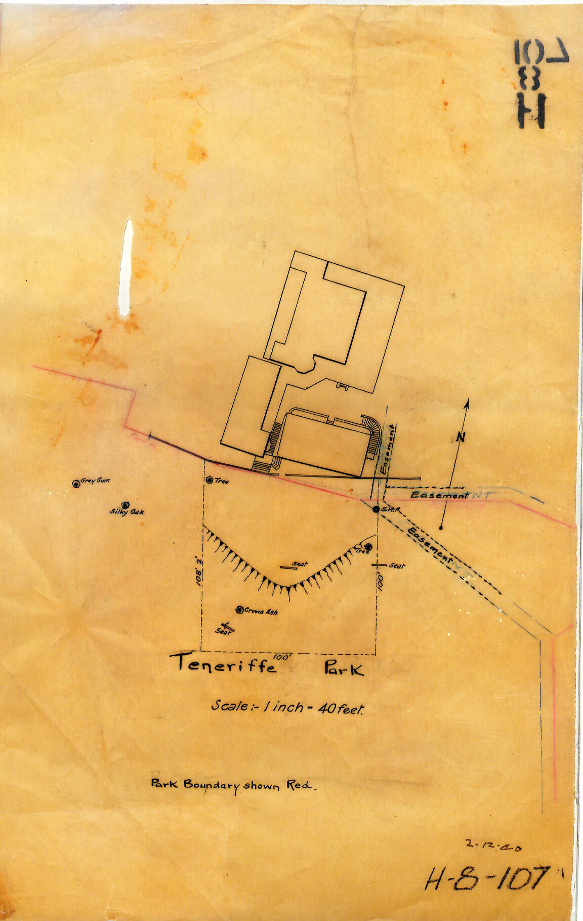 Teneriffe Park showing adjacent building - 1940
