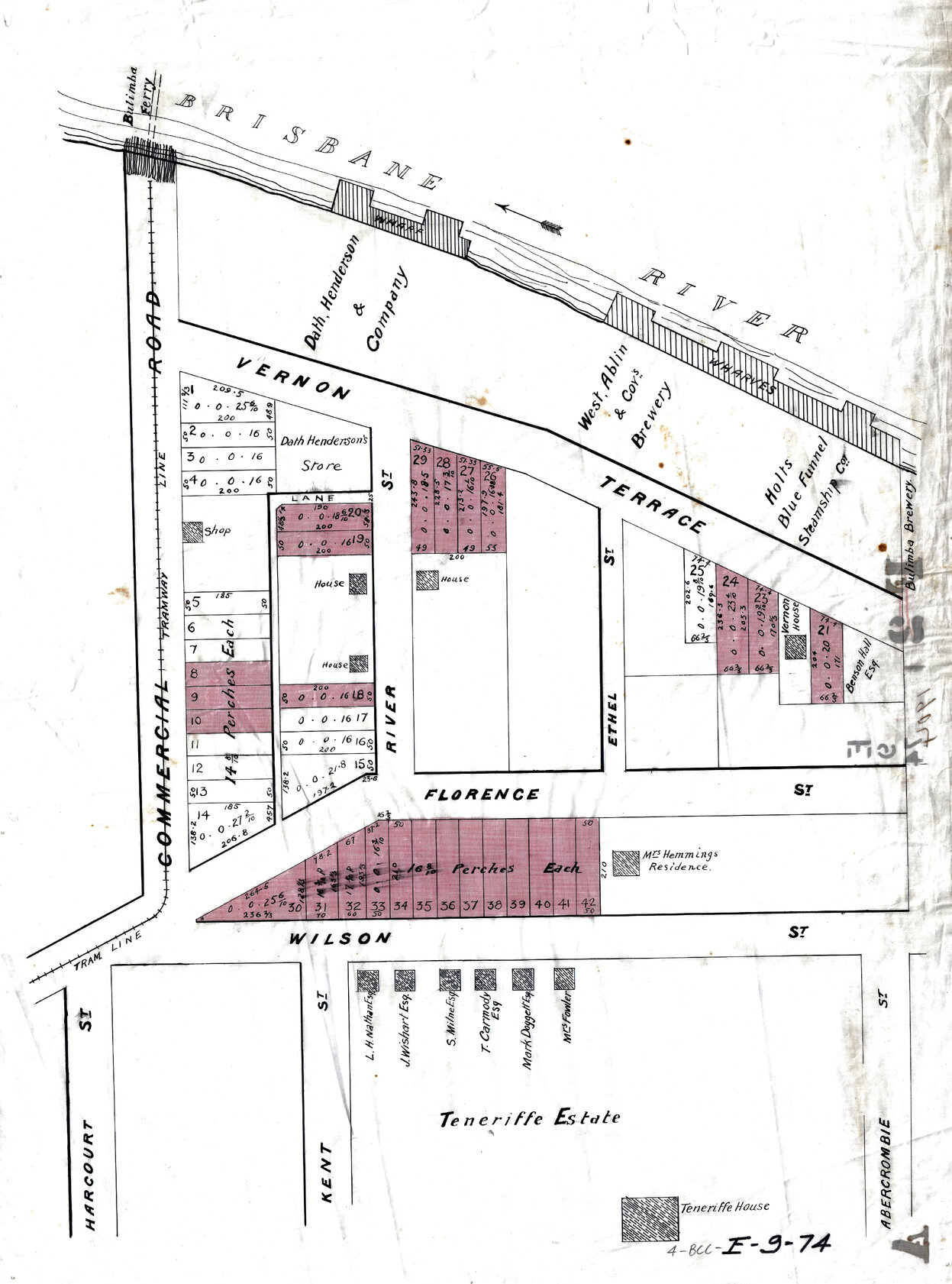 Plan showing new subdivision along Wilson Street, [now Chermside Street] Commercial Road and Vernon Terrace, Teneriffe - 1904