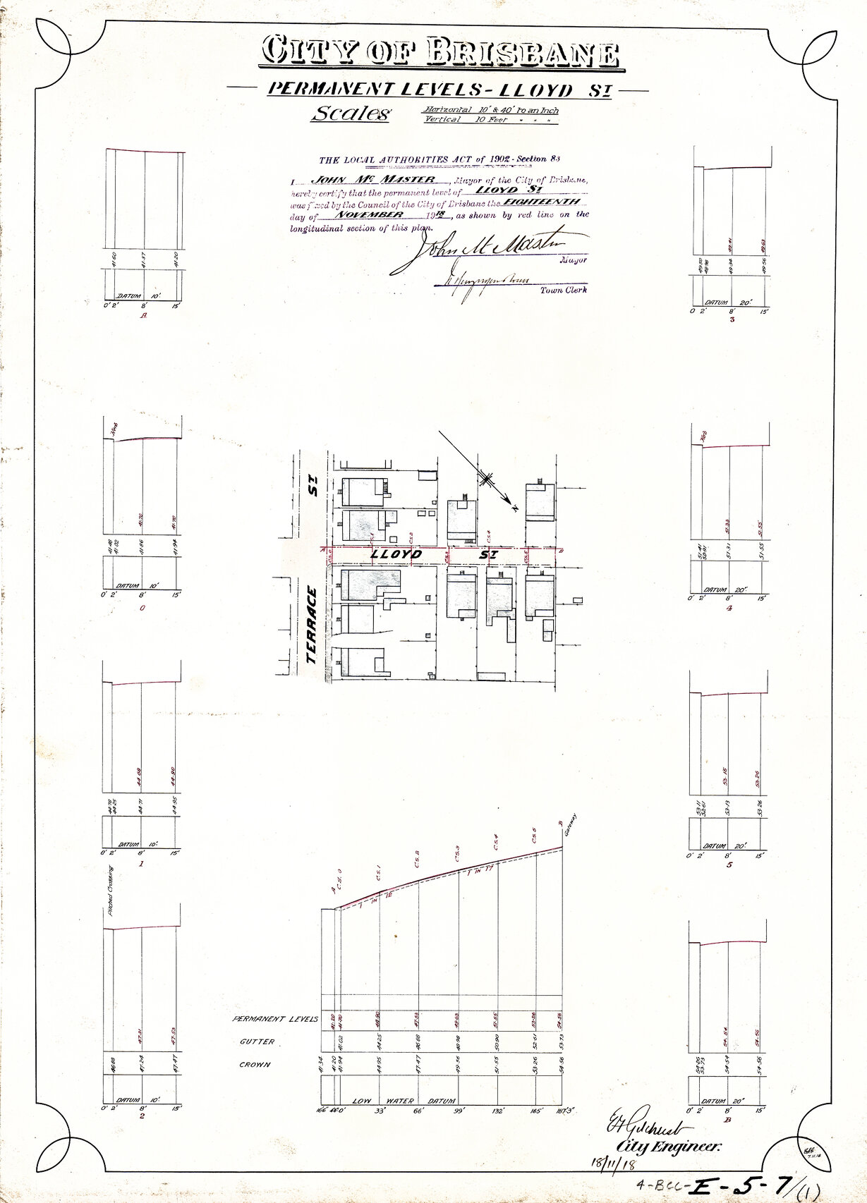 Permanent levels, Lloyd Street, New Farm - 1918