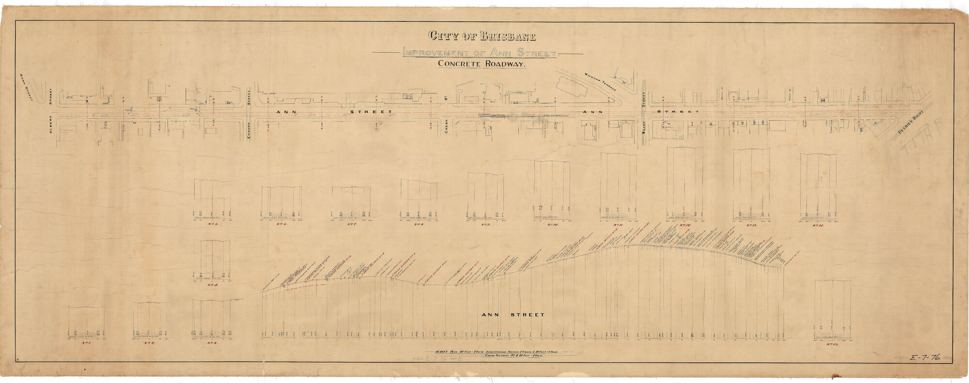Levels for the planned concreting of Ann Street, Brisbane City