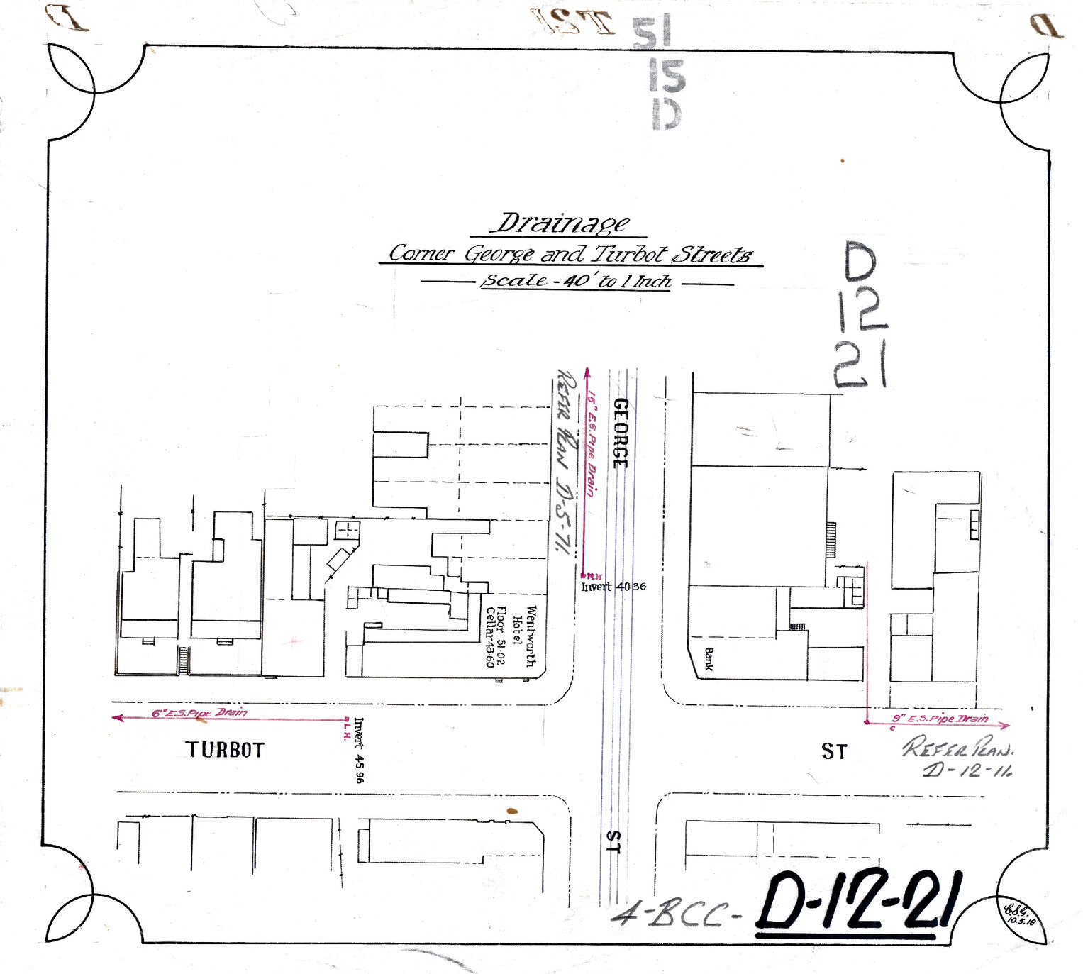 Drainage for area surrounding intersection of George Street and Turbot Street, Brisbane City - 1918