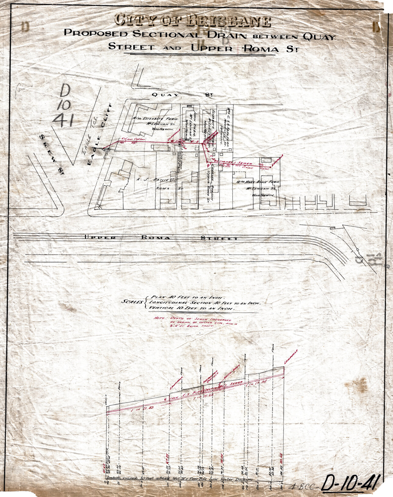 Proposed sectional drain between Quay Street and Upper Roma Street, Brisbane City