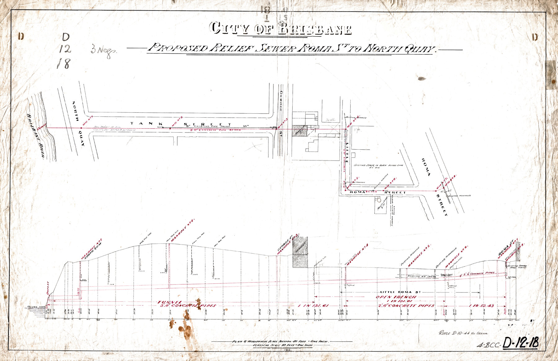 Proposed relief sewer Roma Street to North Quay, Brisbane City - 1916