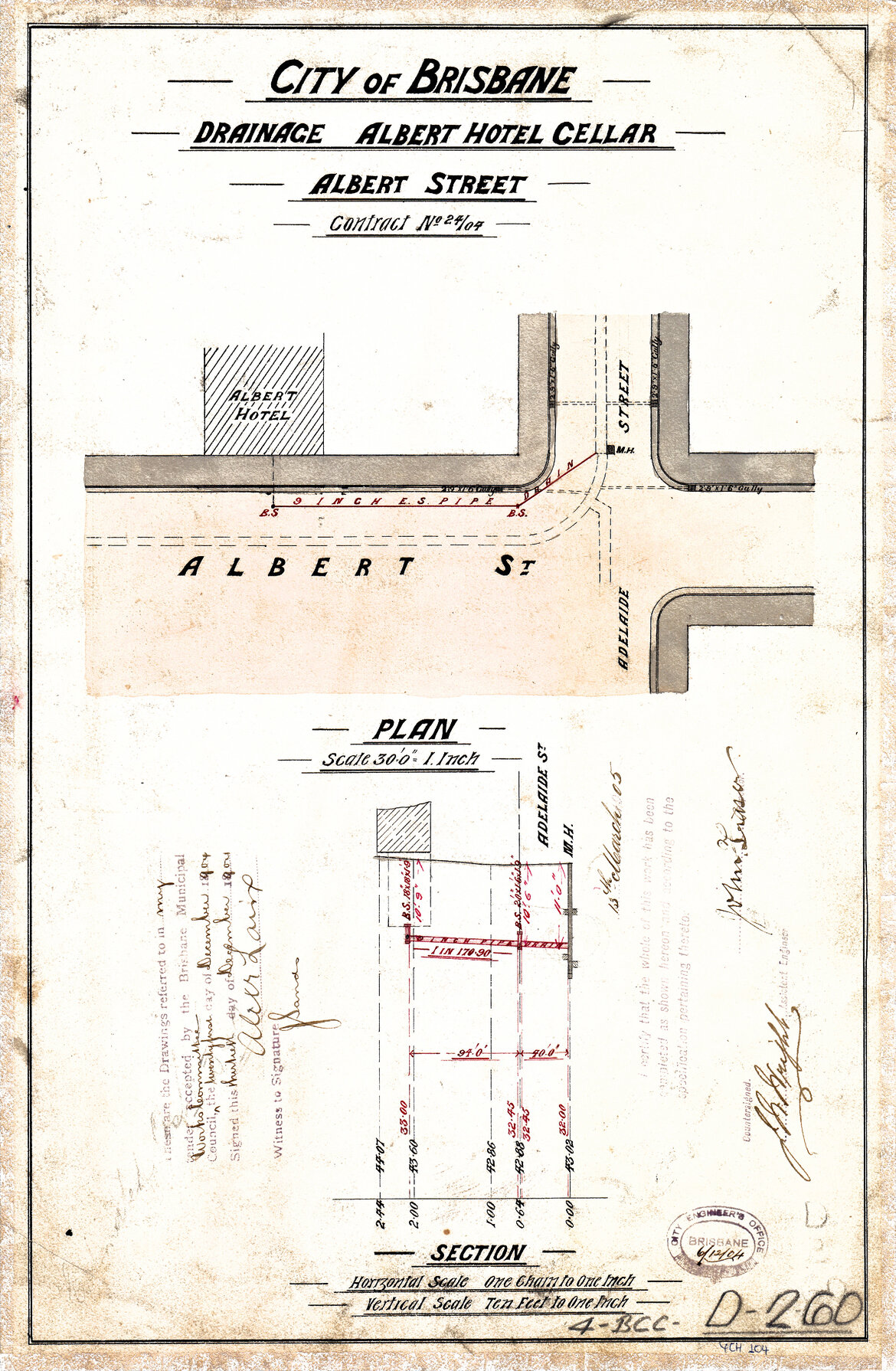Drainage for Albert Street, at corner of Adelaide Street, Brisbane City - 1904