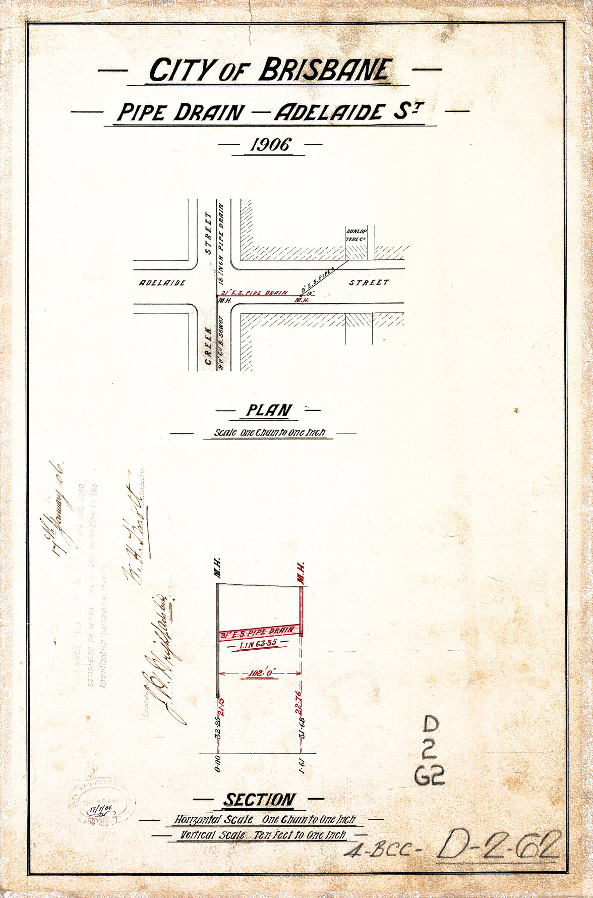 Drainage for Adelaide Street, at corner of Creek Street, Brisbane City - 1906