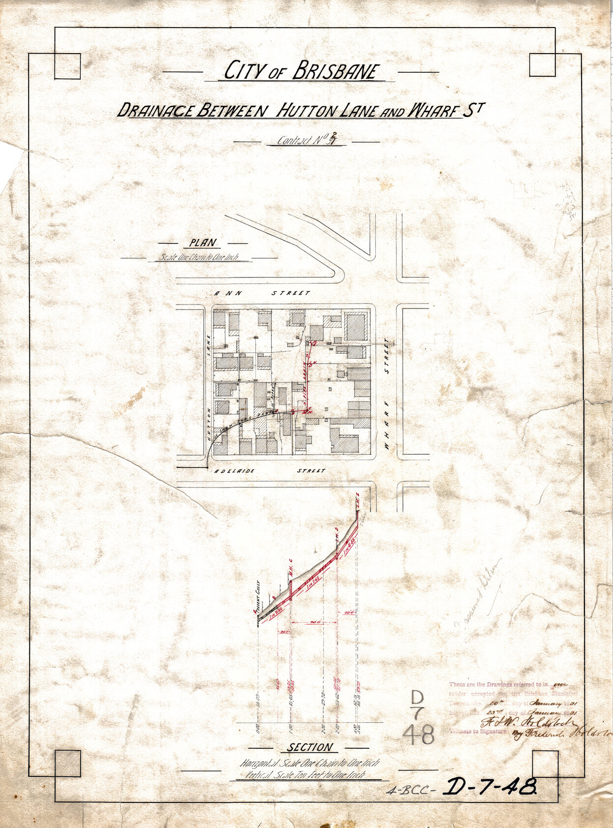 Drainage between Ann Street, Wharf Street, Adelaide Street, and Hutton Lane, Brisbane City - 1891