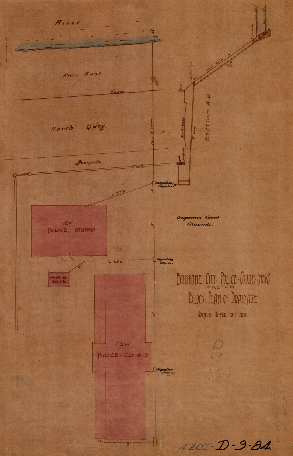 Drainage for new police station and courts near North Quay, Brisbane City