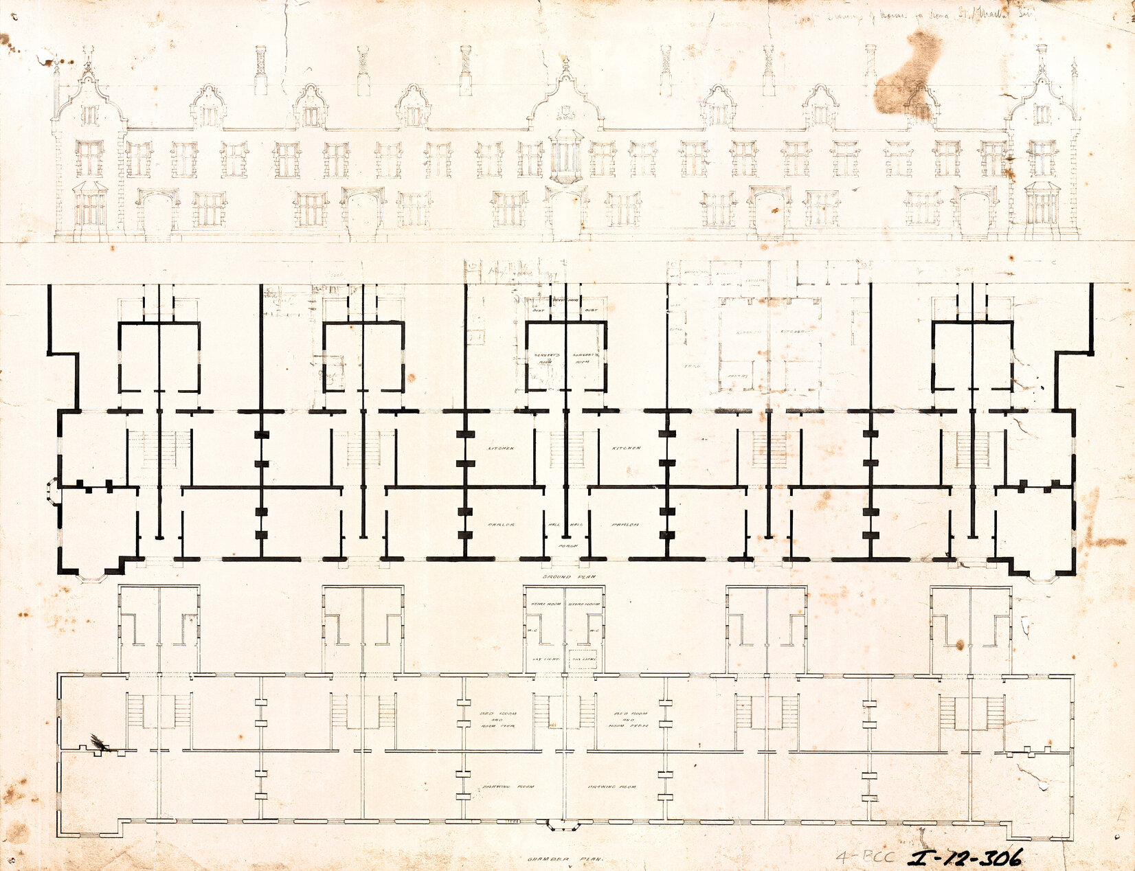 Plan for townhouses on site of Roma Street Markets, Brisbane City - c.1880